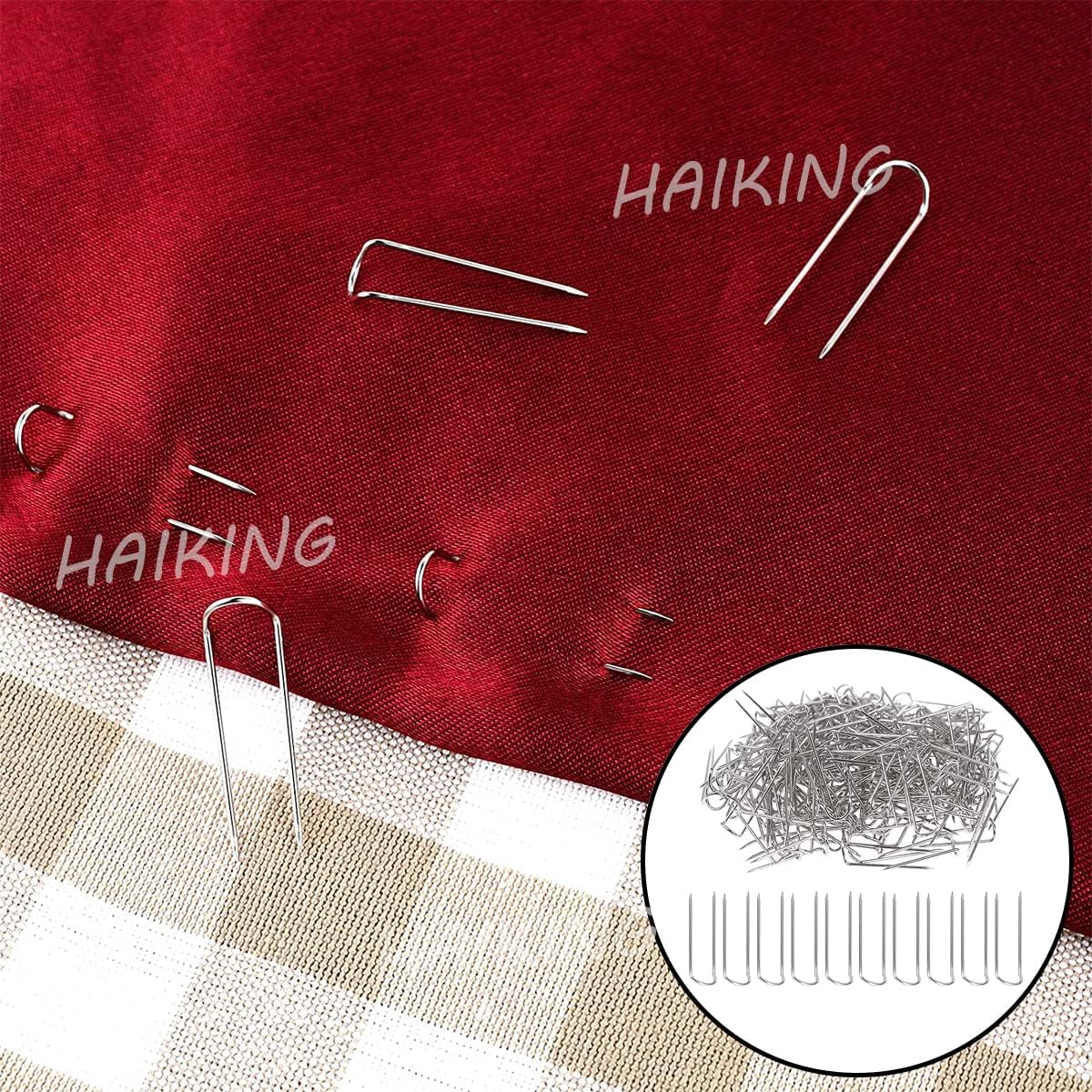 U-Shaped Sewing Pins, 50 Pcs Stainless Steel Fork Pins Double Blocking Sewing Pins for Sewing, Craft, DIY, Handmaking(23Mm/ 0.9 Inch) image number 1