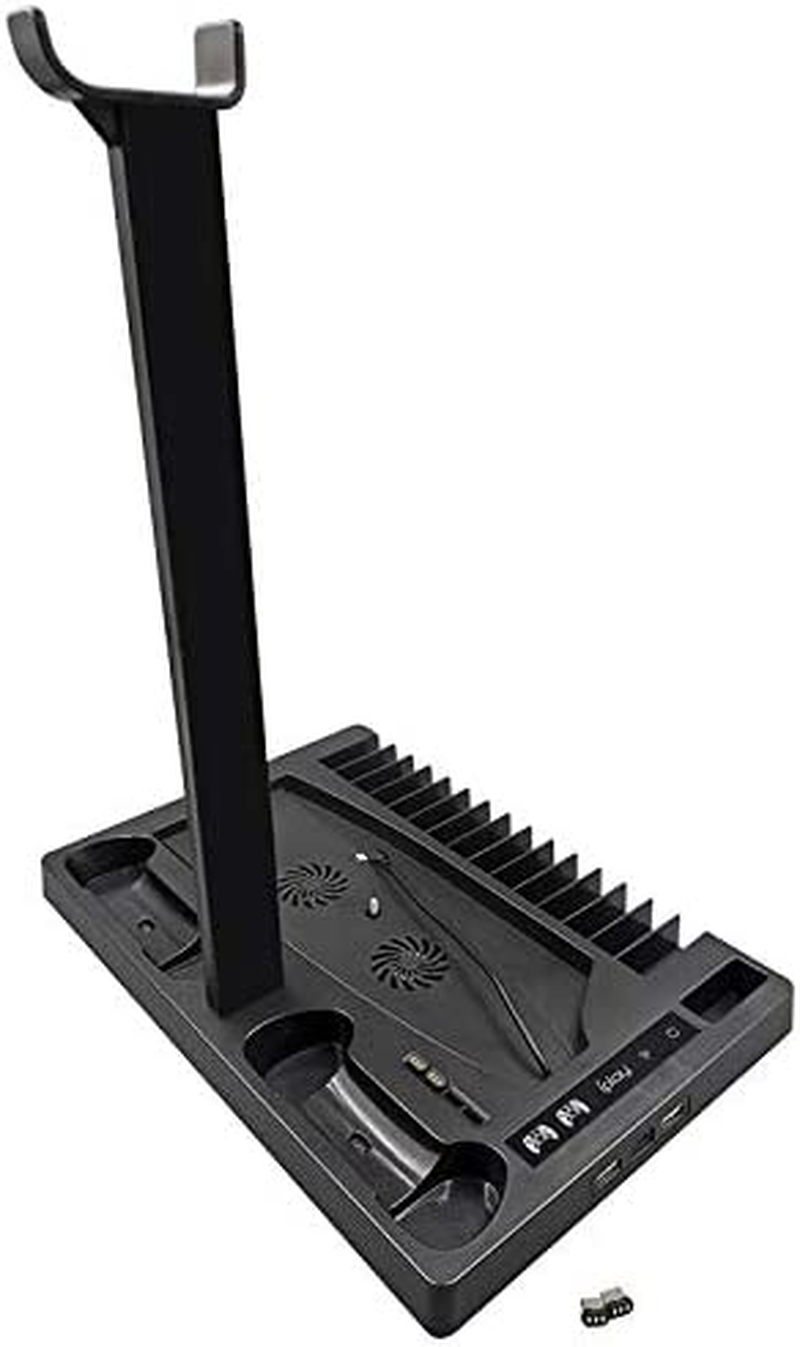 Multifunctional Cooling Dock Stand with Dual Controllers Charging Station for PS5, 3-Level Powerful Cooling Fan Stand with Disc Slot Headphone Hanger (For PS5) image number 1