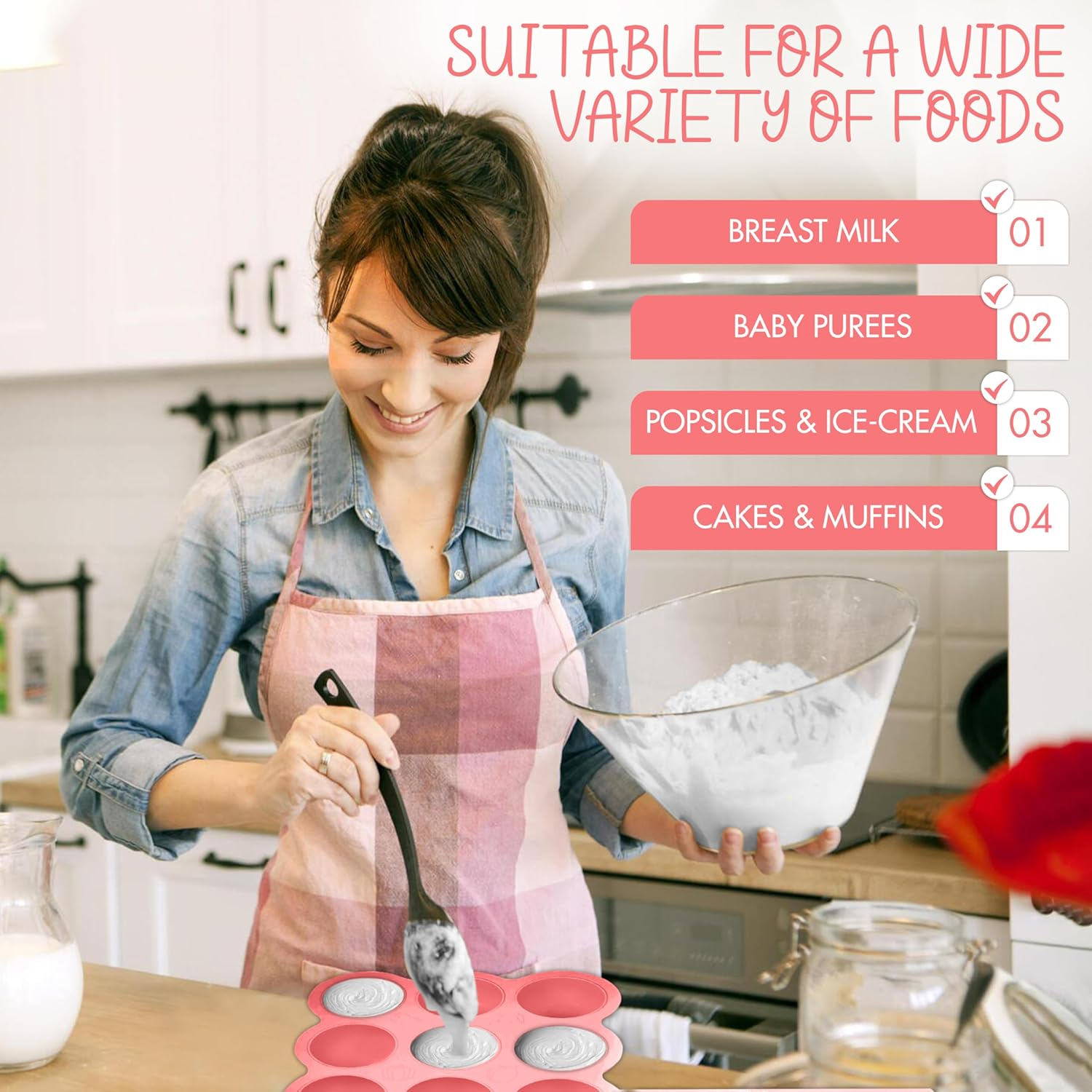 Pink Baby Food Storage, Freezer Tray, Food Grade Silicone, BPA Free, Microwave & Dishwasher Safe, Self Feeding, Baby Led Weaning (19 Cm L X 4.7 Cm H) - Blue image number 4