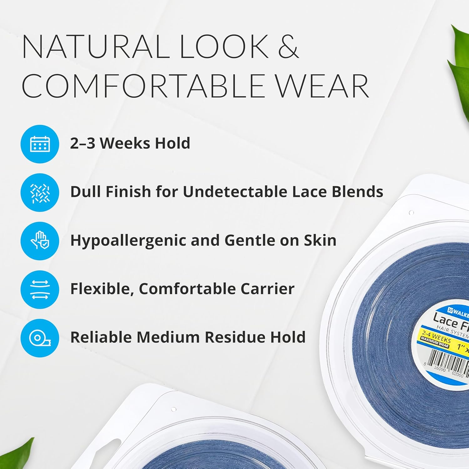 Walker Lace Front Support (Blue Liner Tape) Double Sided Adhesive Hair System Tape Full Roll for Wigs & Toupee (1 Inch X 36 Yards)- Transparent image number 2