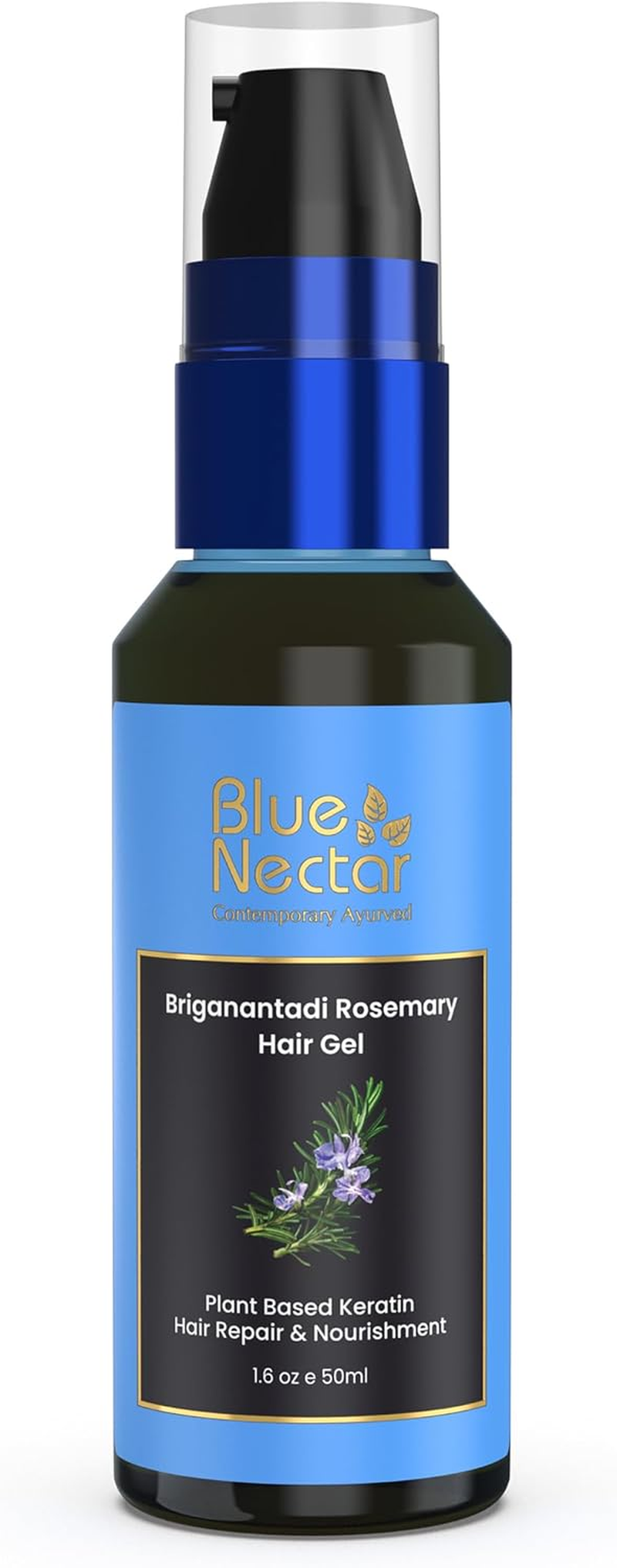 Blue Nectar Rosemary Hair Gel for Curly & Frizzy Hair | Plant Based Keratin Hair Moisturizer for Women & Men | Suitable for All Hair Types (12 Herbs, 50Ml) image number 4
