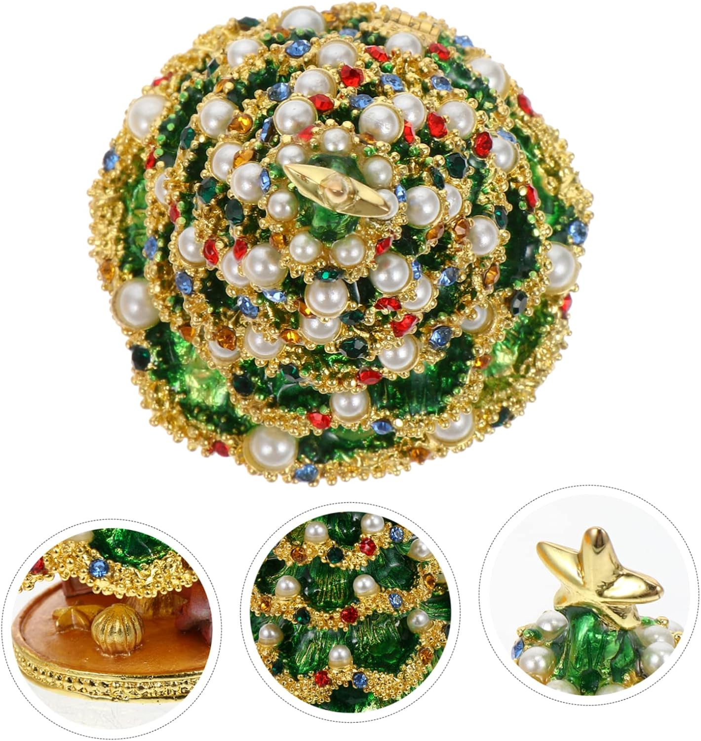 Amosfun Christmas Tree Decorations Jewelry Box for Earrings Tray Storage Box for Christmas Craft for Home Display image number 2