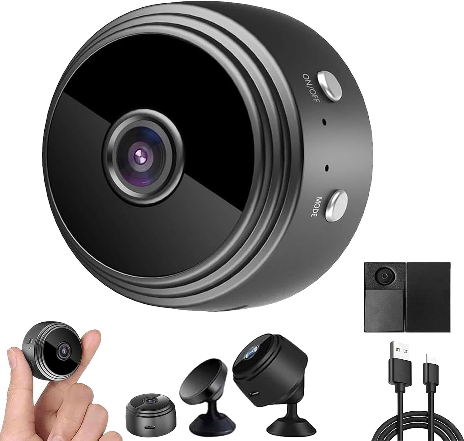 Magnetic Mini Camera, Mini Camera Wireless, the Secret Smart Miniwireless Cameras, with Night Vision, 1080P HD Hidden Cameras with Audio Indoor/Outdoors Wireless (Black,5Pcs)