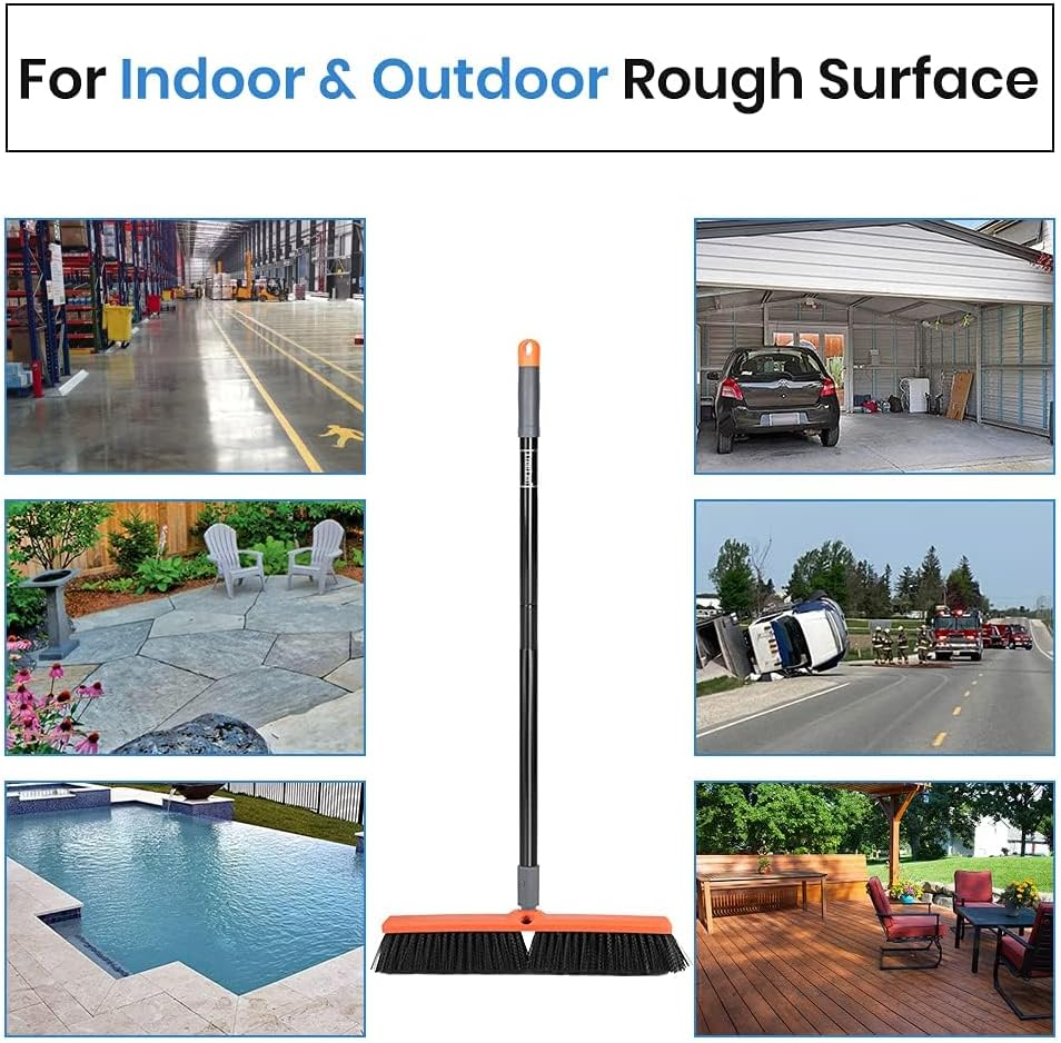 Treelen 18 Inch Outdoor Sliding Broom - Heavy Duty Broom for Driveways, Walkways, Patios and Decks, Cleans Dirt, Sediment, Sand, Mud, Leaves and Water image number 1