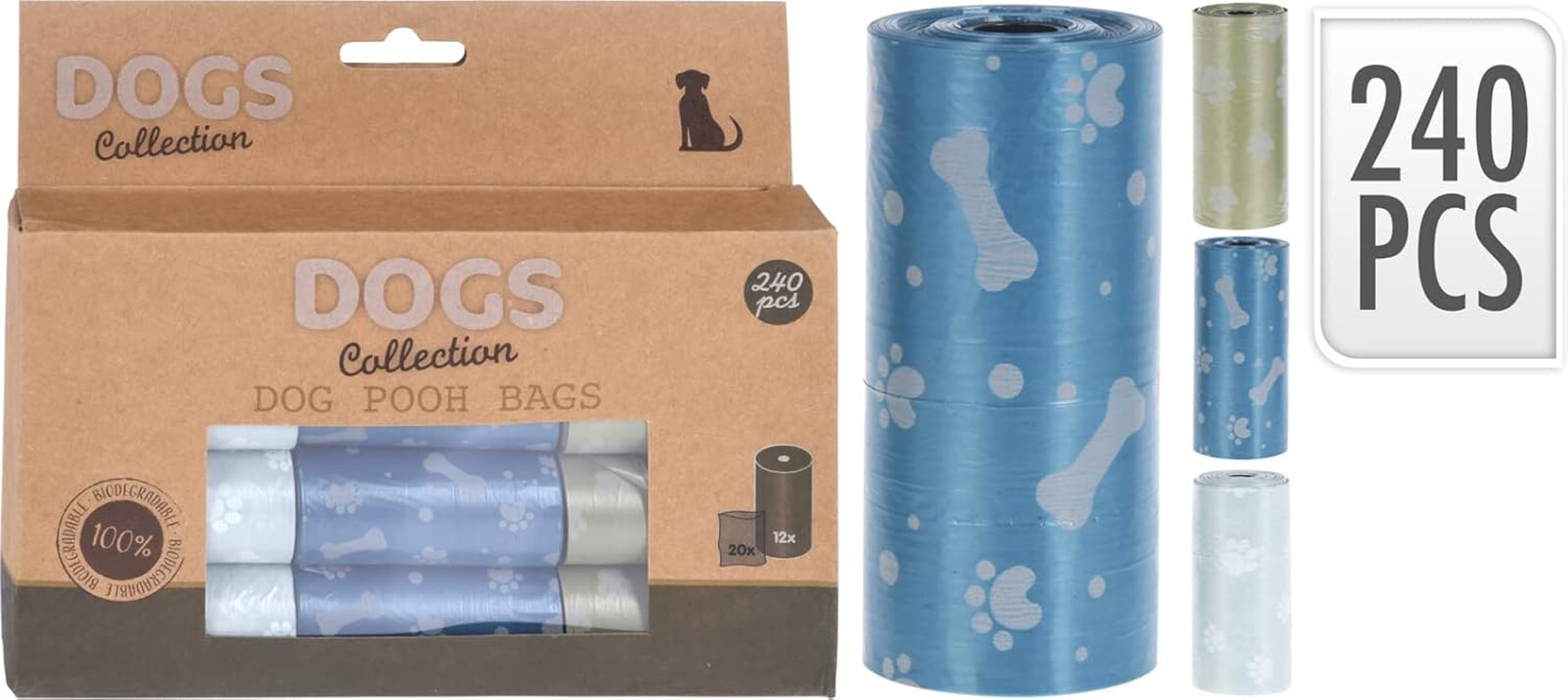 Dogs Collection Poop Bags Ecological Blue 12 Pieces