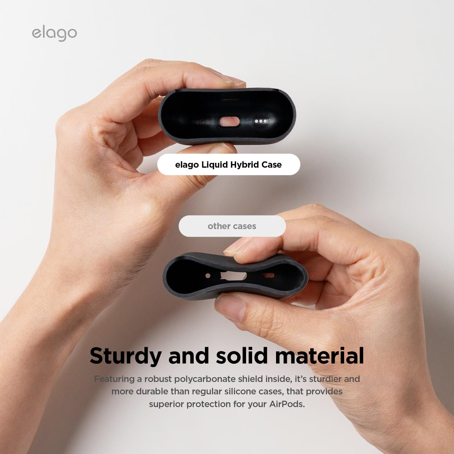Elago Liquid Hybrid Case Compatible with Airpods 4Th Generation Case - Compatible with Airpods 4 Case Cover, Triple Layer Protection, Wireless Charging, Shock Resistant, Easily Cleaned (Stone) - Black image number 6