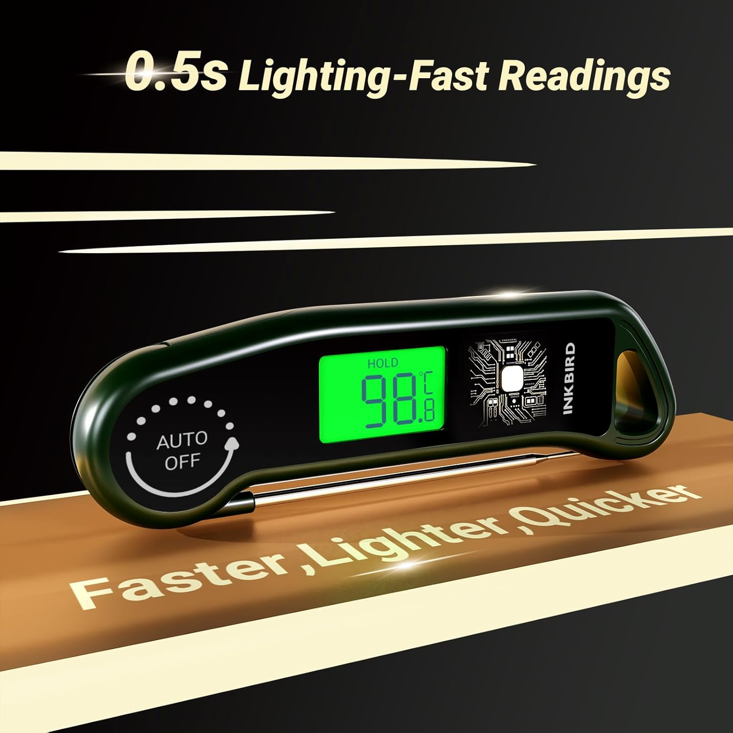 INKBIRD Instant Read Digital Meat Thermometer RHT-11K Portable Food Thermometer with 0.5 Sec Fast Reading IP65 Waterproof for Kitchen Cooking BBQ Baking Deep Frying Home Brewing image number 2