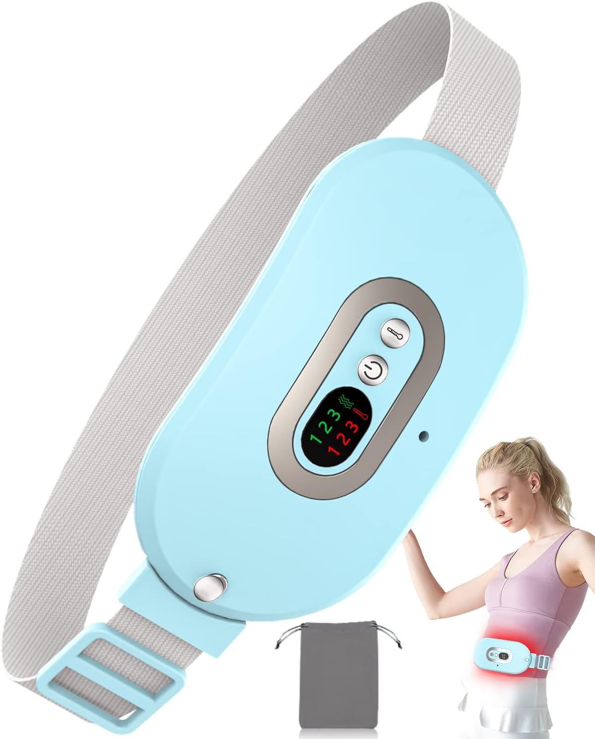 Cordless Menstrual Heating Pad, Portable Heating Pad Electric with USB, Portable Heating Pad for Pain Relief, Heating Massage Pad for Cramps, Heating Pad Belt with 3 Temperature Levels for Women