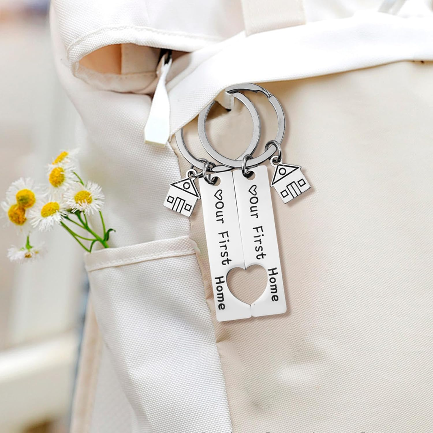Enkrio Our First Home Keychain Housewarming Gift New Home Keychains for New Homeowner Valentines Day Gifts for Him Boyfriend Girlfriend Husband Wife Couple image number 3