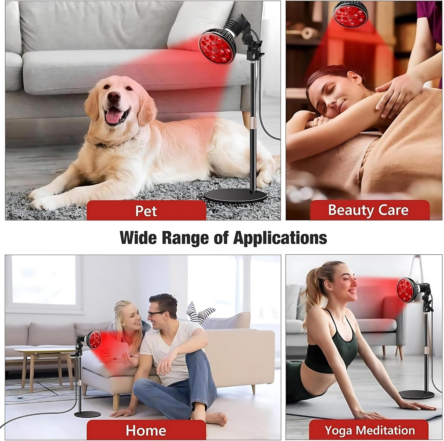 Gala Tech Red Light Therapy Device with Adjustable Stand - Detachable 54W High Power Red Lamp with 660Nm & 850Nm Near-Infrared Combo Wavelength Bulb with Adjustable Stand. Infrared Light Device for Men and Women image number 2