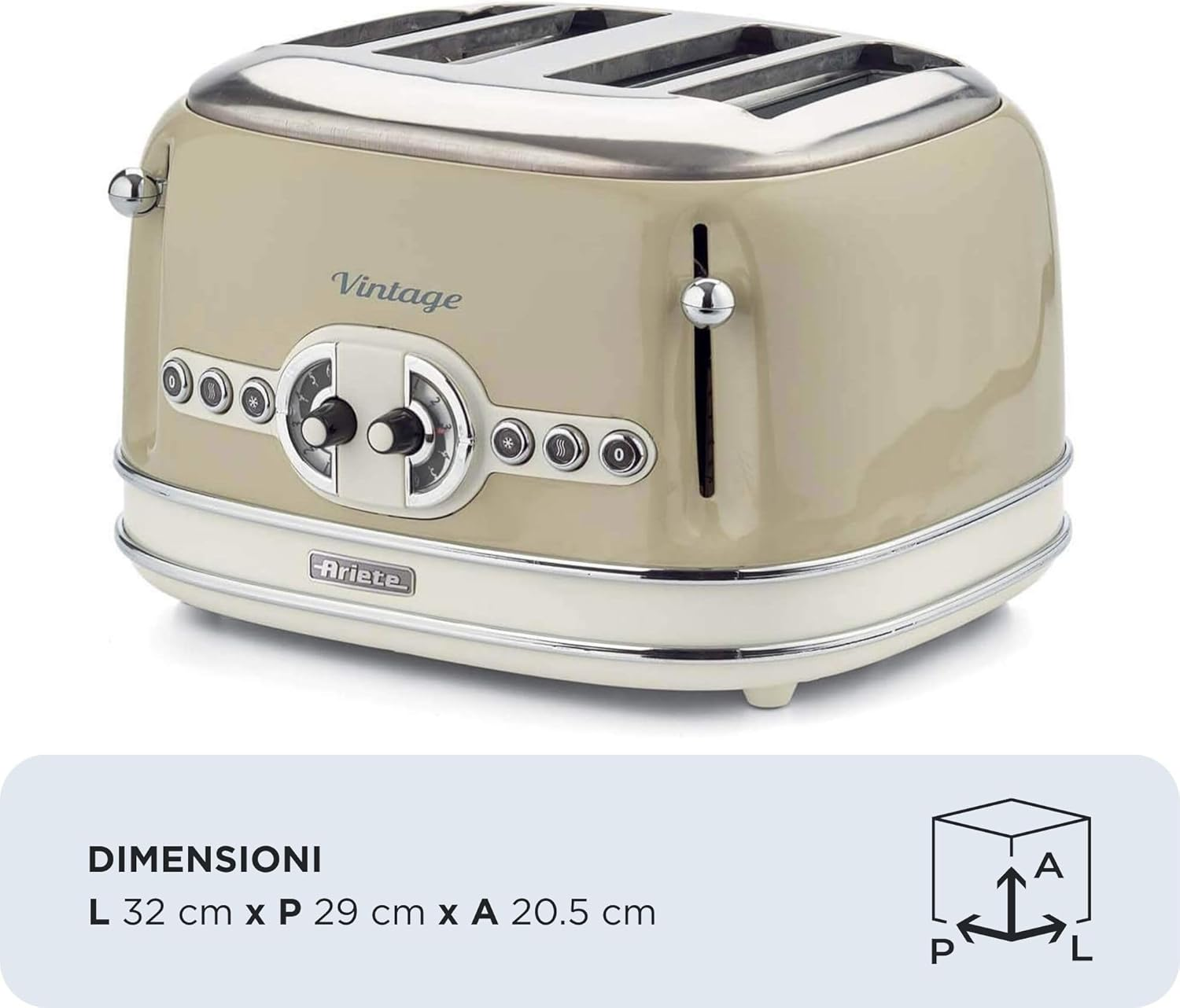 Ariete Vintage Series 4-Slice Toaster - Beige image number 3