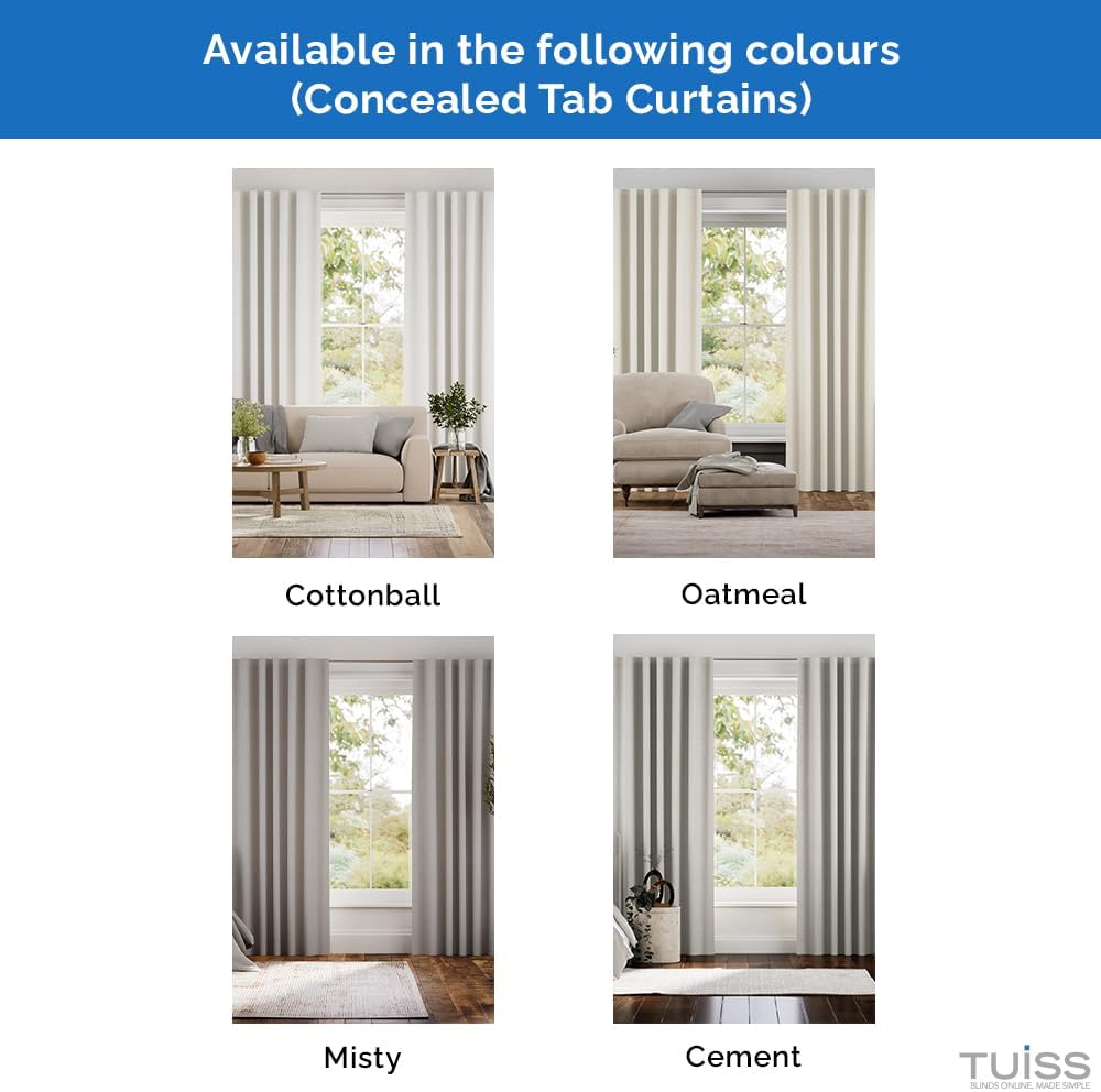 Tuiss Blinds Online Australia | Express Blockout Curtains - Any Size 140-270Cm W X 223Cm H, 4 Colour Choices (Cement (Concealed TAB), 140-220Cm X 223Cm)
