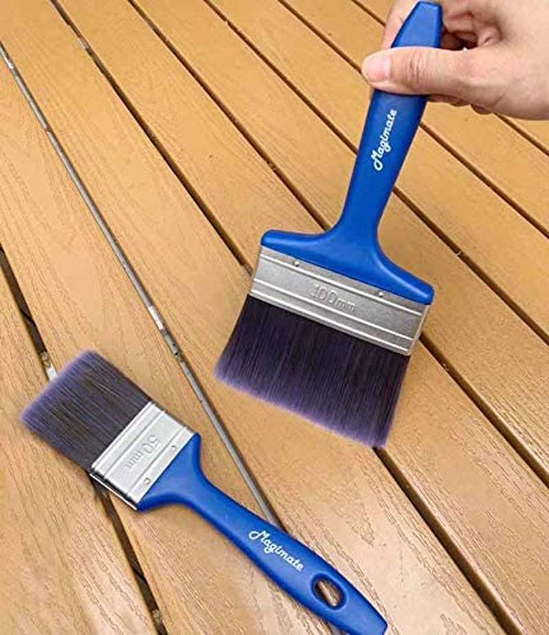 Professional Staining Brushes, Flat Paint Brushes Assorted Size with an Elegance Tapered Trim Paint Brush for Glossing, Touching up Walls, Cabinets, Fence and Crafts, Pack of 5Pc image number 3