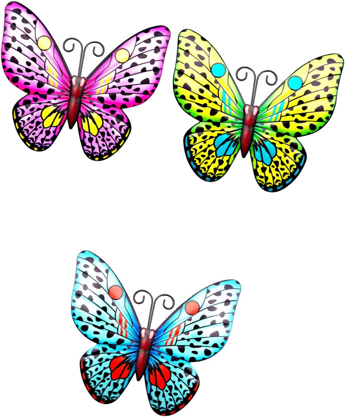 Metal Butterfly Wall Decor - 3 Pack Outdoor Hanging Butterflies for Garden, Patio, Yard - Wall Art Sculpture for Indoor/Outdoor image number 3