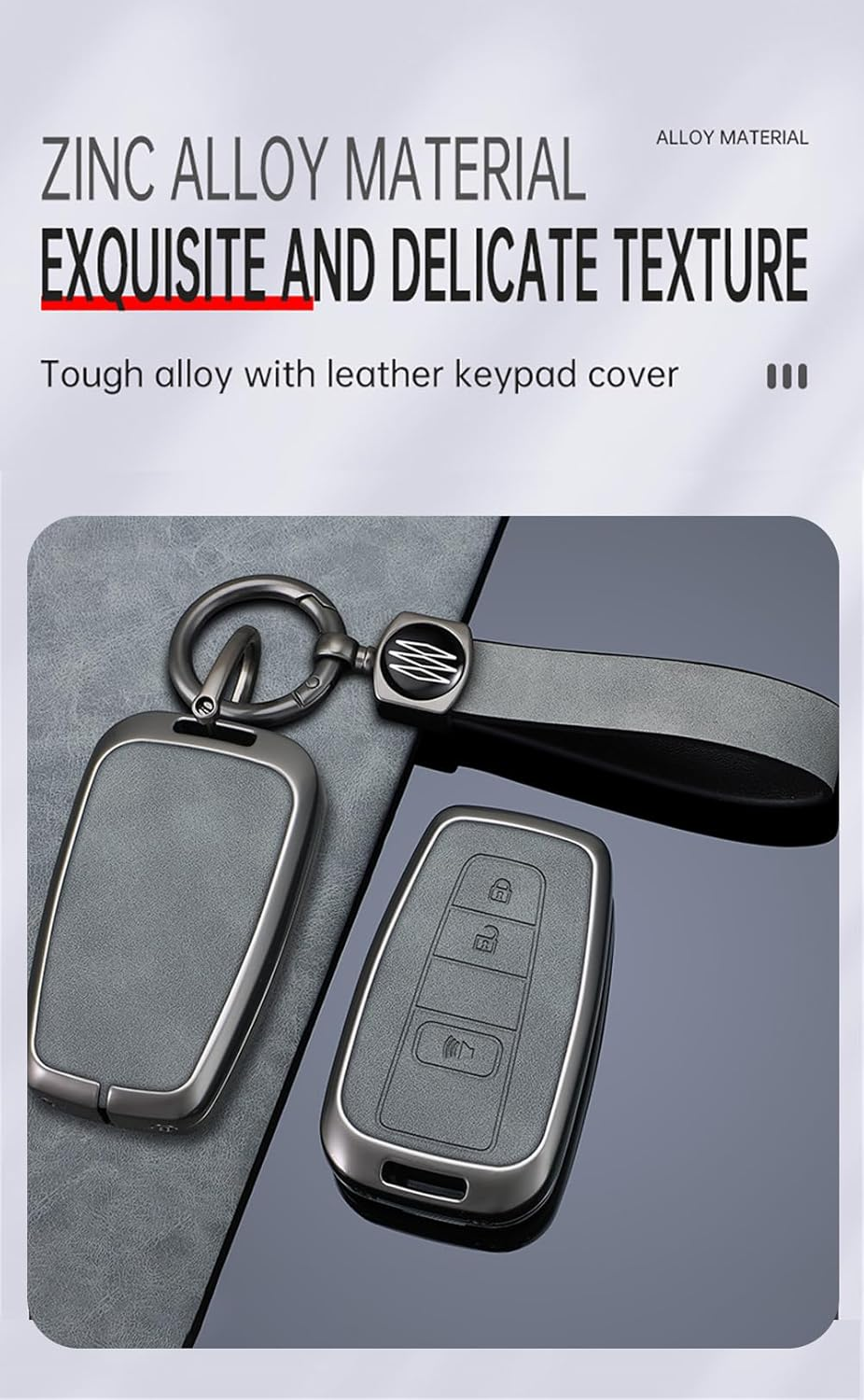 Ontto Zinc Alloy Car Key Case Cover Fit for Toyota RAV4 Prius Auris Yaris Camry Corolla C-HR CHR Land Cruiser Prado Smart Key Holder Case Shell Keychain Keyring Accessories 3 Buttons Trunk B2 image number 6