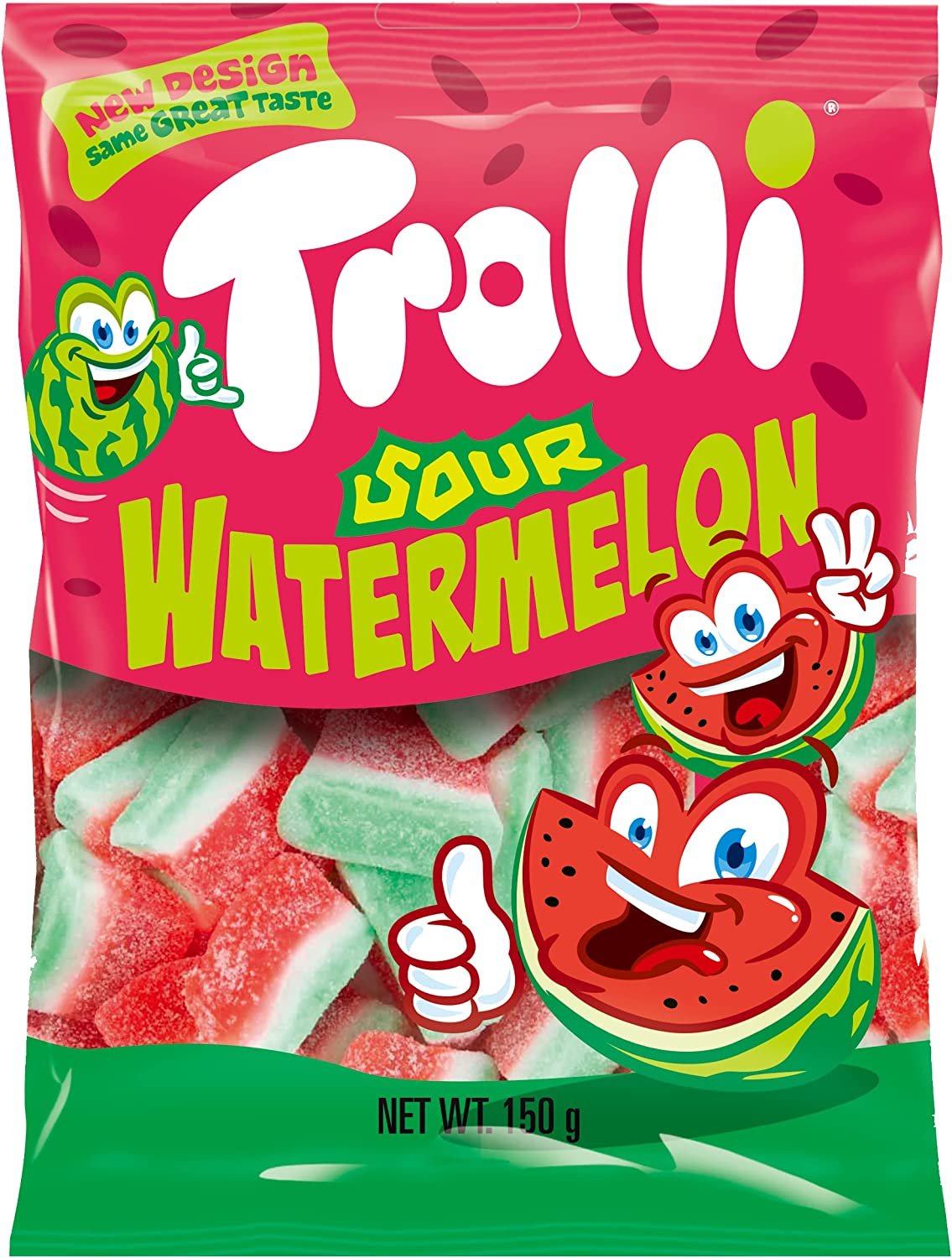 Trolli Sour Watermelon Slices 150 G &ndash; Chewy Fruity Gummi Candy, Sweet and Tangy Watermelon Flavour, Gluten-Free Lollies, Party and Snack Pack image number 2
