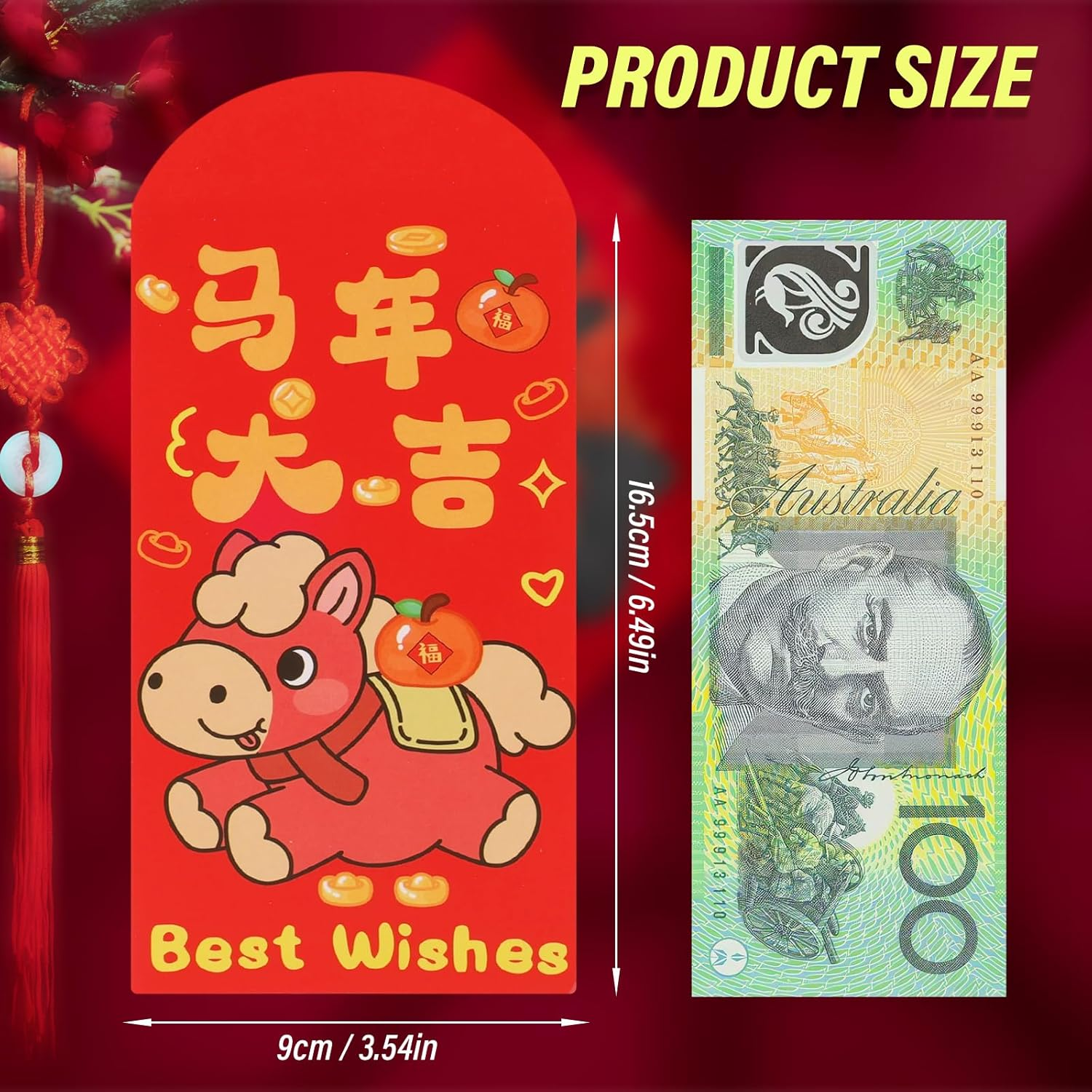 12 Pcs Red Envelopes Chinese New Year Horse，Red Packet Year of the Horse for Chinese Lunar New Year，Chinese New Year Red Envelope 2026 (Classic) image number 4