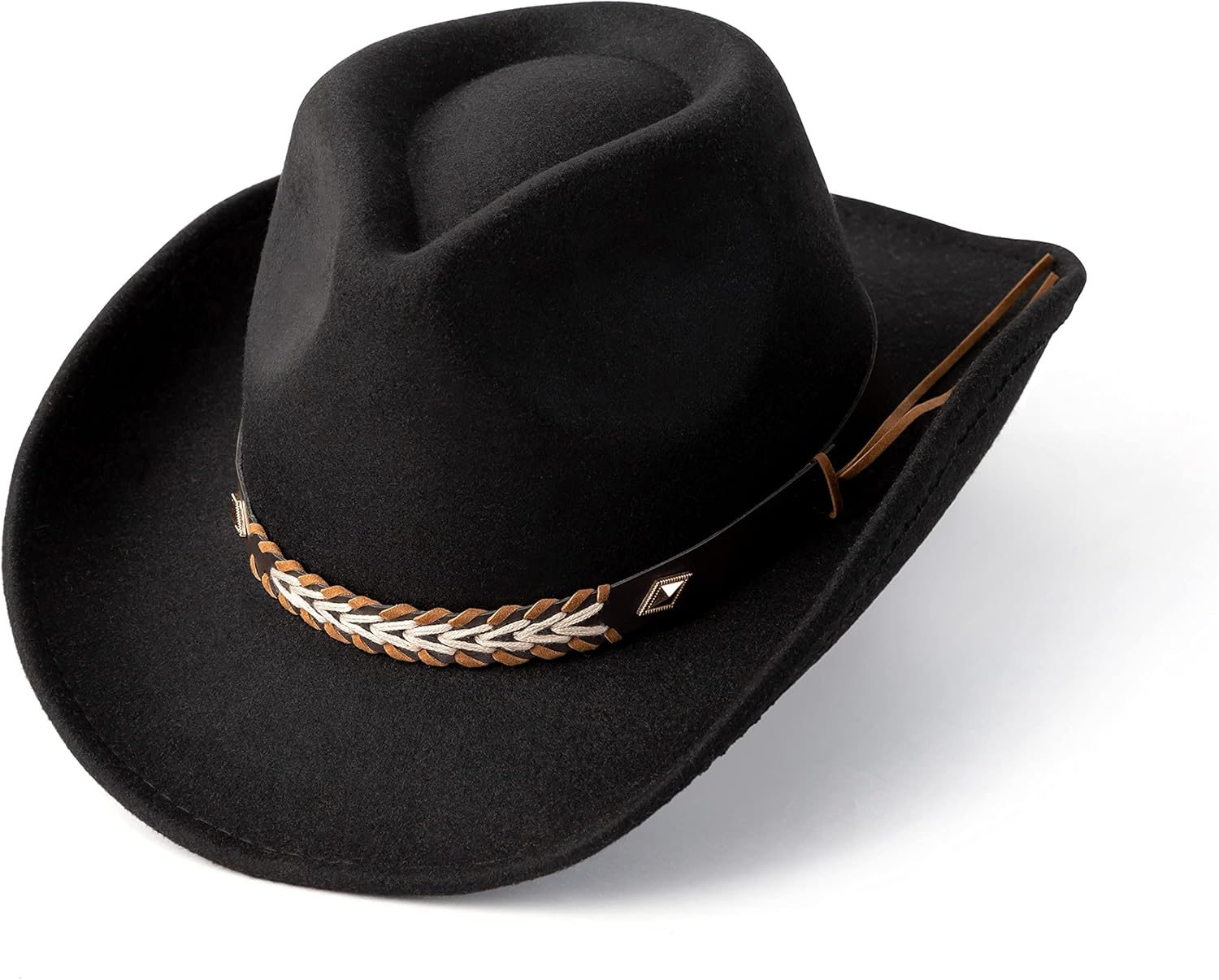 Gossifan Western Cowboy & Cowgirl Hat Felt Wide Brim Women Men Fedora