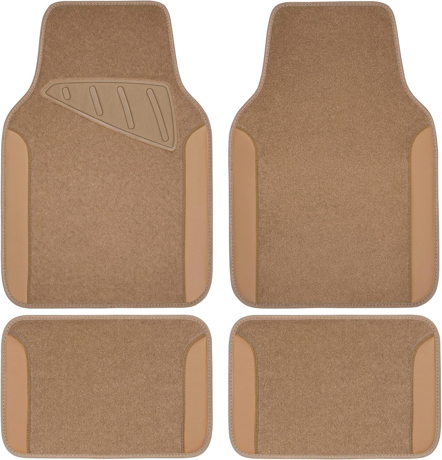 Flying Banner Waterproof Car Floor Mat, Universal Fit Car Mats with Driver Heel Pad, Leather Car Carpet, Anti-Slip Nibbed Backing (All Beige)