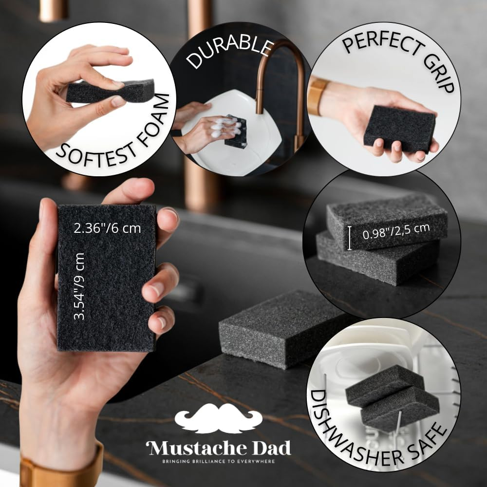 Black Sponges for Dishes 16 Pack image number 4