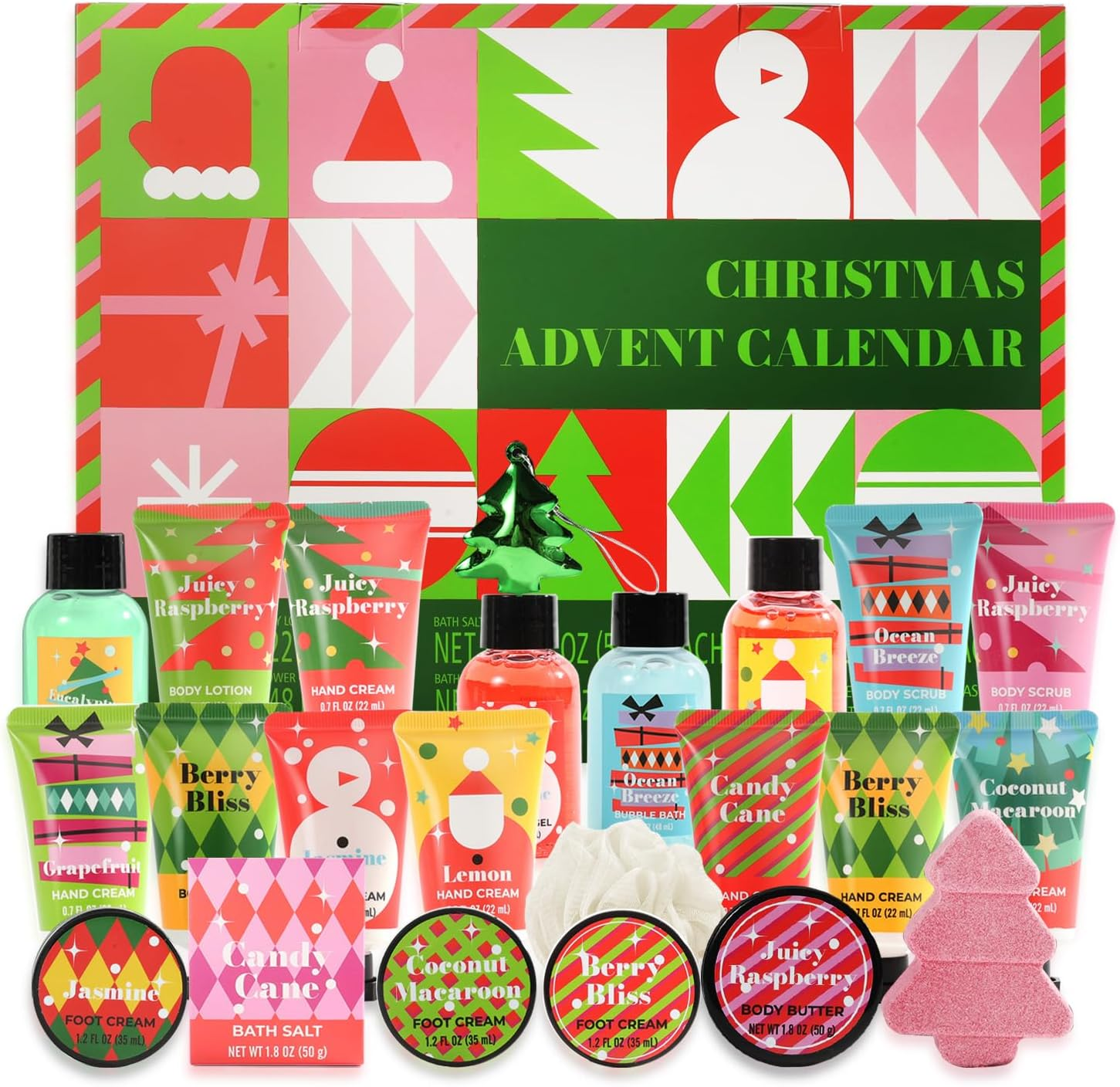 2025 Advent Calendar BODY & EARTH # LOVE Beauty Advent Calendar, Hand Cream 24Pc Gifts for Women, Bubble Bath, Shower Gel, Body Lotion, Soap, Christmas Tree Bath Bomb, Christmas Calendar Gift Set