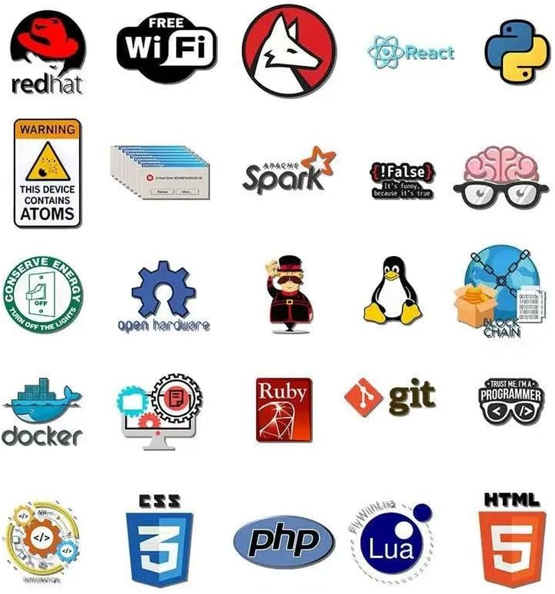 50 Sheets of Programmer Software Programming Language Stickers Computer Suitcase Trolley Box Water Cup Graffiti Stickers - 50 Neon Pattern image number 3