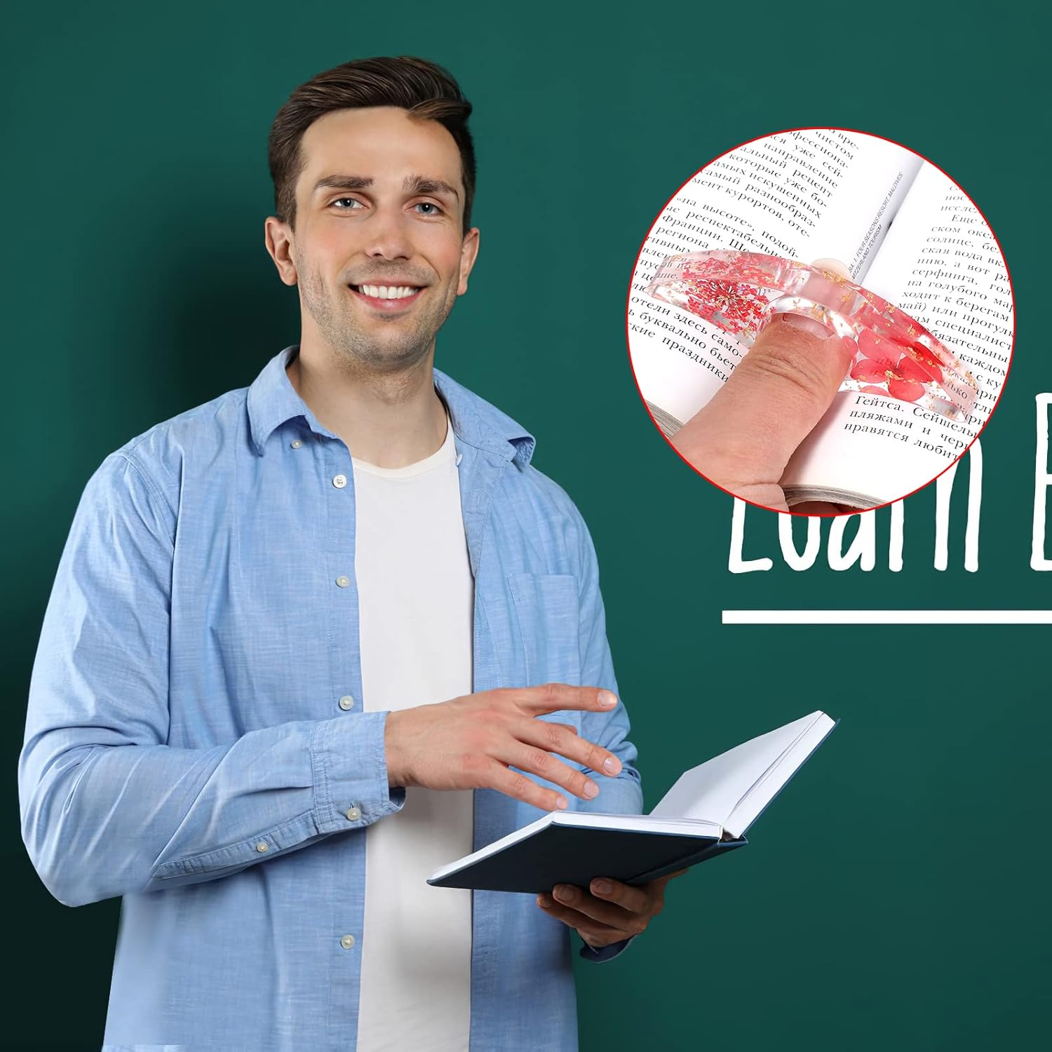 Prasacco 2 Pieces Book Page Holder, Dried Flower Book Holders for Reading Thumb Ring Page Holder Flower Bookmark Reading Accessories for Readers Books Lovers Bookworm Bookmarks (3 PCS Style 2)