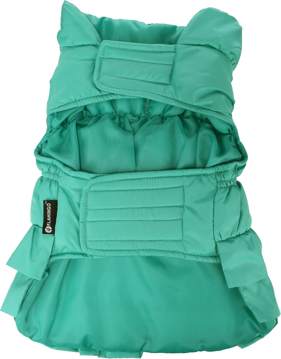 Winter Dog Coat - Esther Green - A: 30 Cm W: 30-34 Cm C: 46-52 Cm - Polyester - Washable at 30 &deg;C - Soft Fleece - Bow Detail - Flamingo image number 2