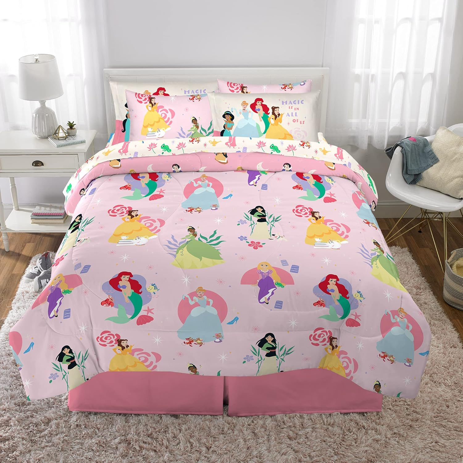 Franco Disney Princess Kids Bedding Super Soft Comforter and Sheet Set with Sham, 7 Piece Full Size, Official Disney Product by (Prints May Vary) image number 4
