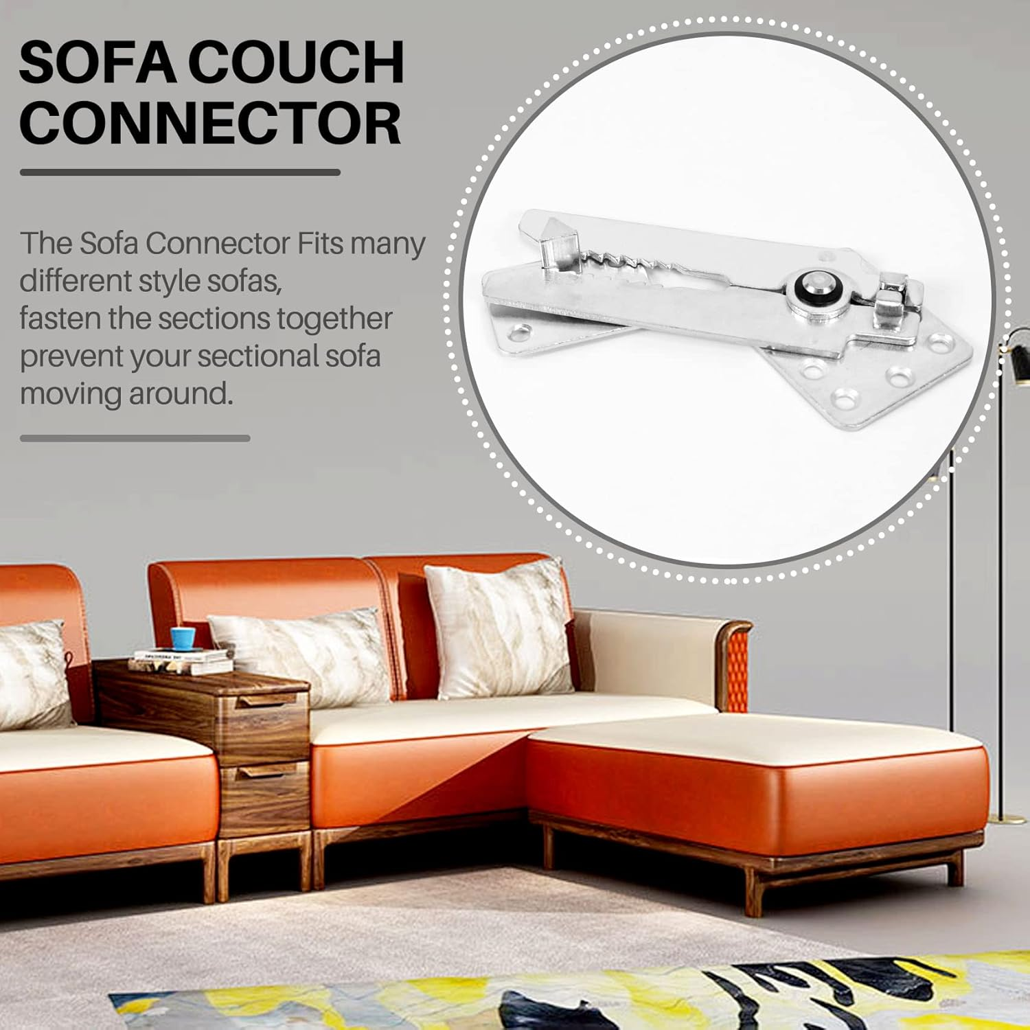 Bopfimer 2 Packs of Sectional Sofa Connector, Metal Sectional Sofa Furniture Connector Sectional Connectors for Sliding Sofa image number 5