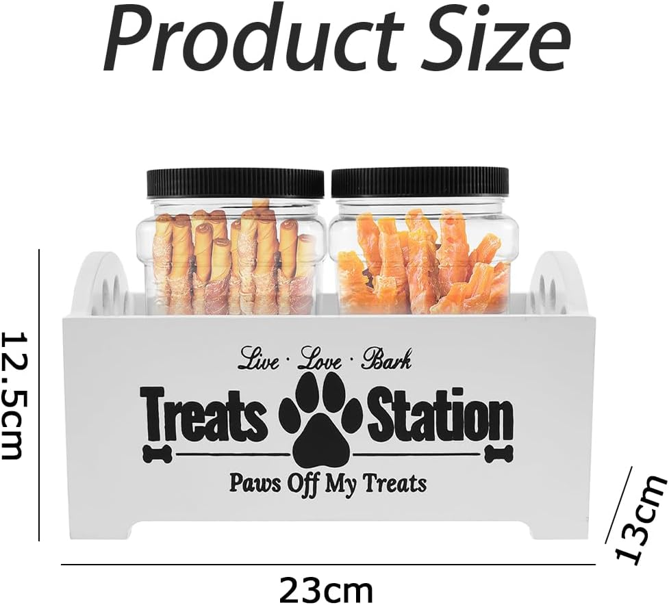 Pet Treat Storage Container, Portable Dog Treat Containers, Mutifunction Storage Canister, Modern Farmhouse Dog Treats Container with Handles 2 Jars ﻿