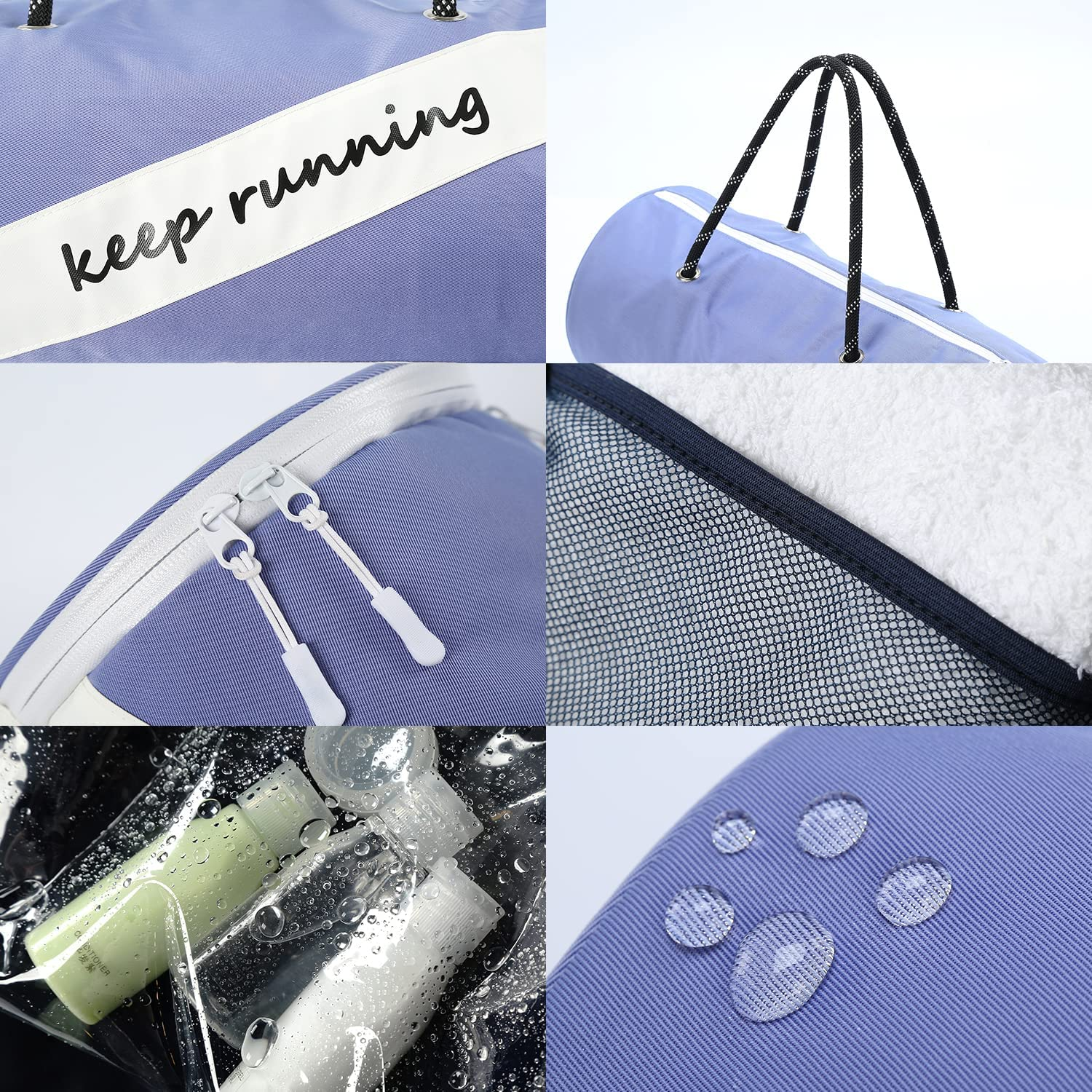 Fitness Sports Gym Swim Dance Bag Ladies and Girls with Shoe Compartment Wet Pocket Soft Lavender and White Colour from Paton Travel Australia