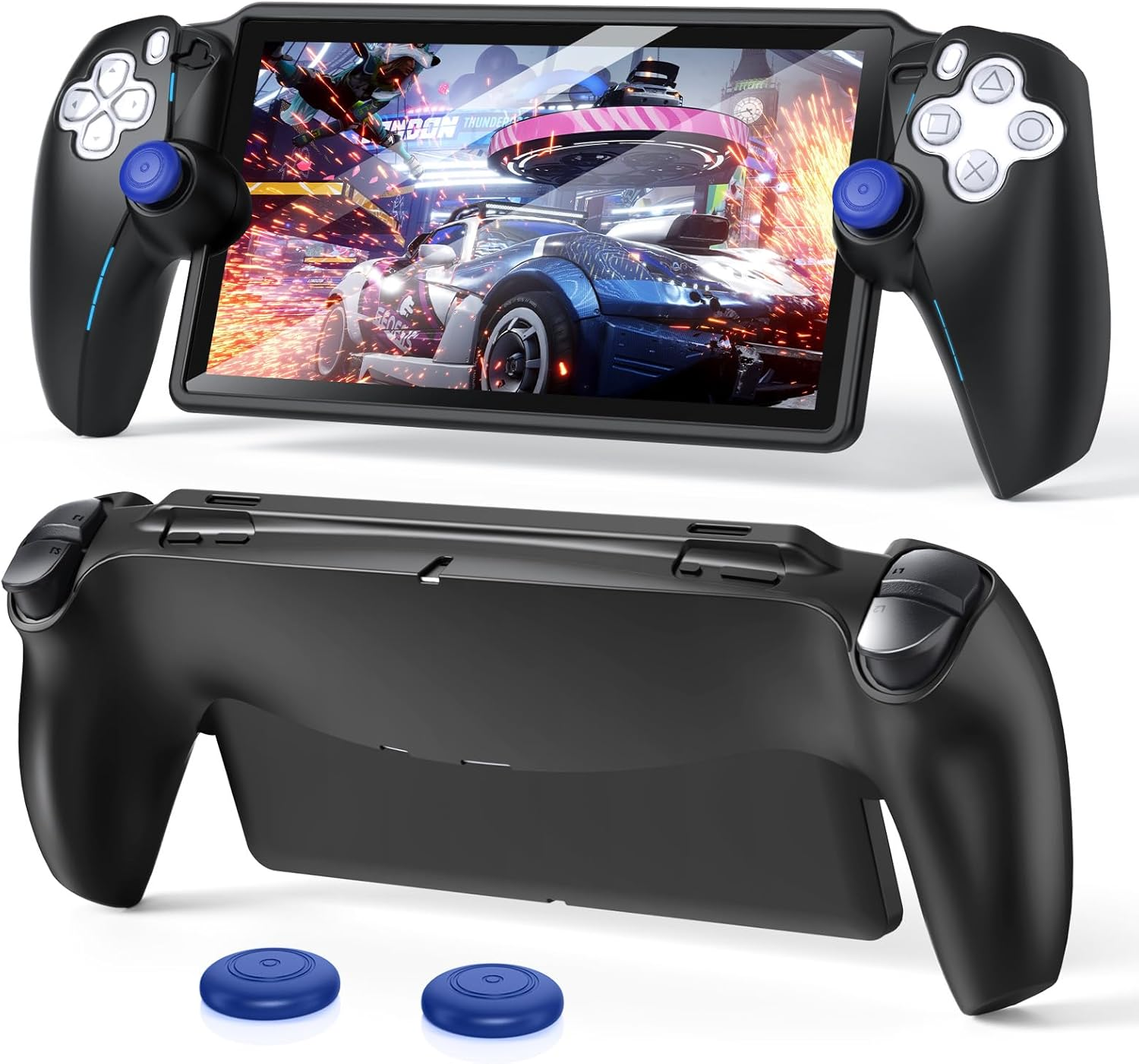 FYOUNG Protective Case for Playstation Portal, Silicone Soft Grip Cover Case Protector with Full Protection and Non-Slip Thumb Grips Accessories Kit for Playstation Remote Player (Black)