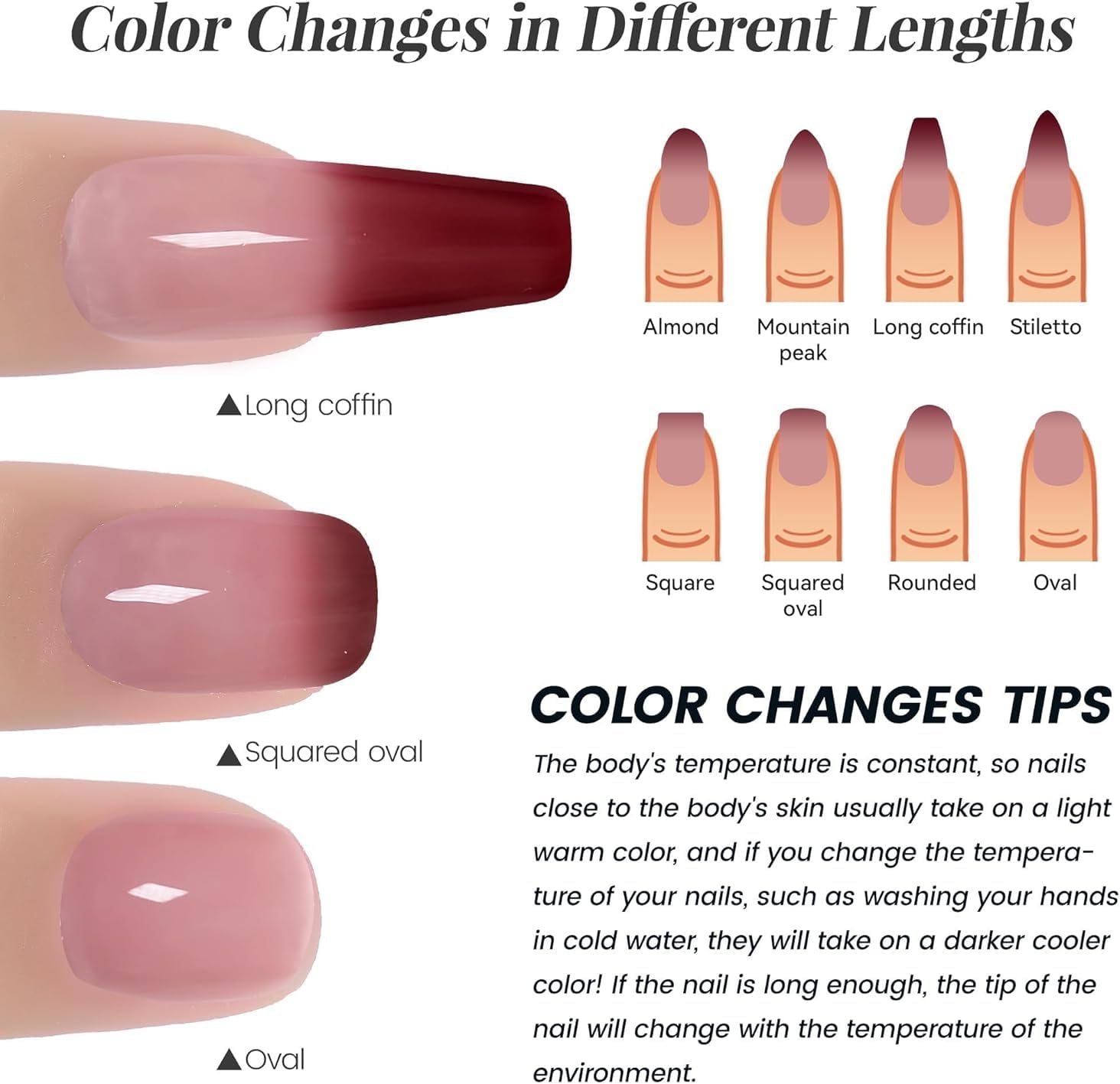 YTD Likomey Color Changing Gel Nail Polish,15Ml Translucent Light Pink to Burgundy Red Mood Temperature Change Colors Thermal Chameleon UV Nail Gel image number 2