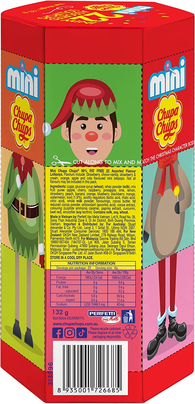 Chupa Chups Mini Lollipops Tube, 22 Lollipops