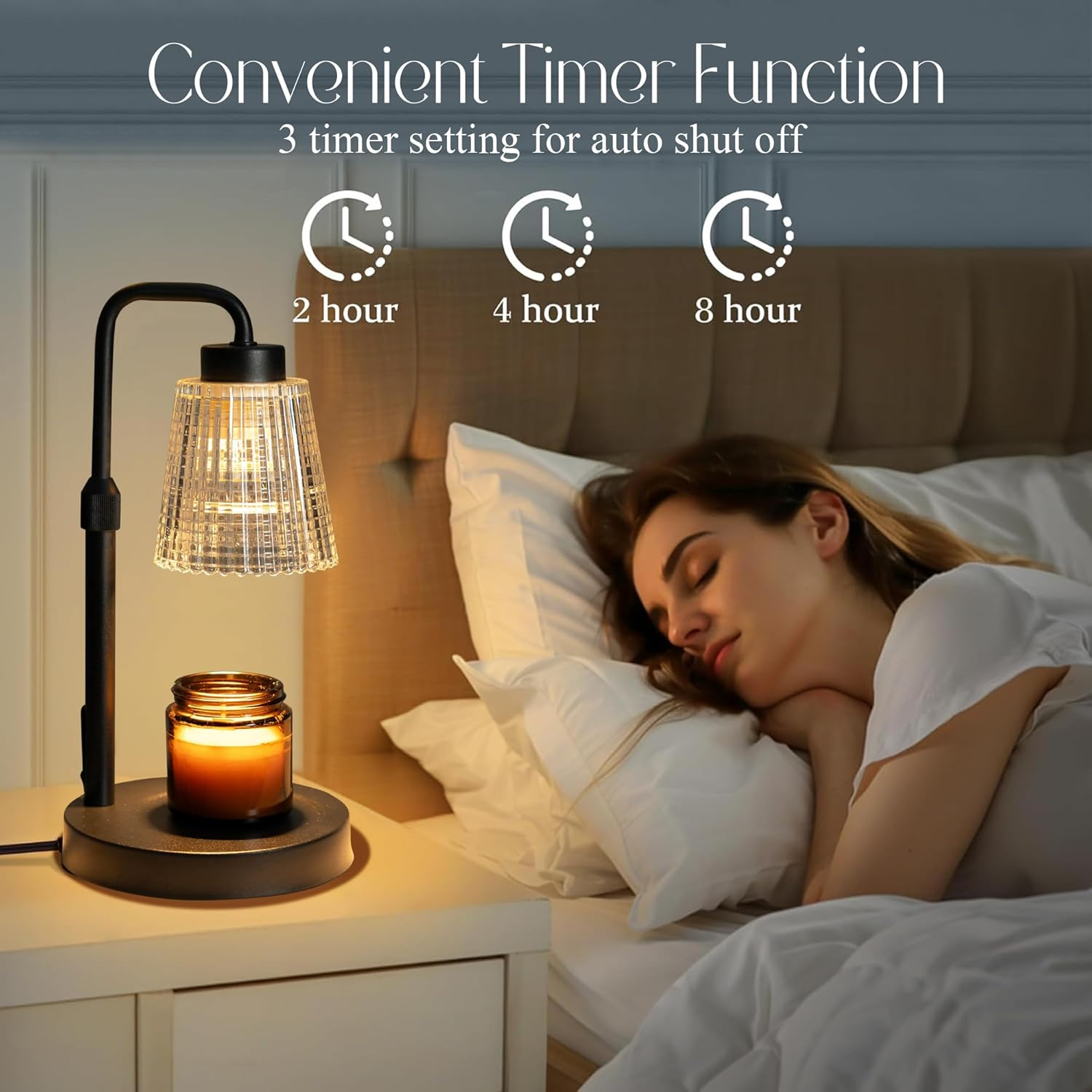 Candle Warmer Lamp with Timer Dimmable, 3 Timing Modes, Adjustable Height, Wax Warmer for Scented Wax for Home Decor Gifts with 2 Bulbs image number 4