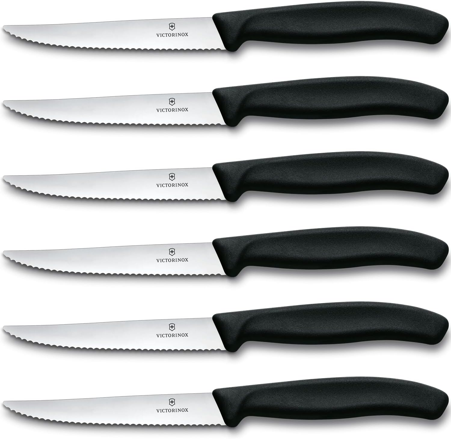 Victorinox Swiss Classic 6-Piece Steak Set (4&frac12;" Spear Point Serrated) Black, 4.25 X 0.5 X 0.5 Inches, Multicolor