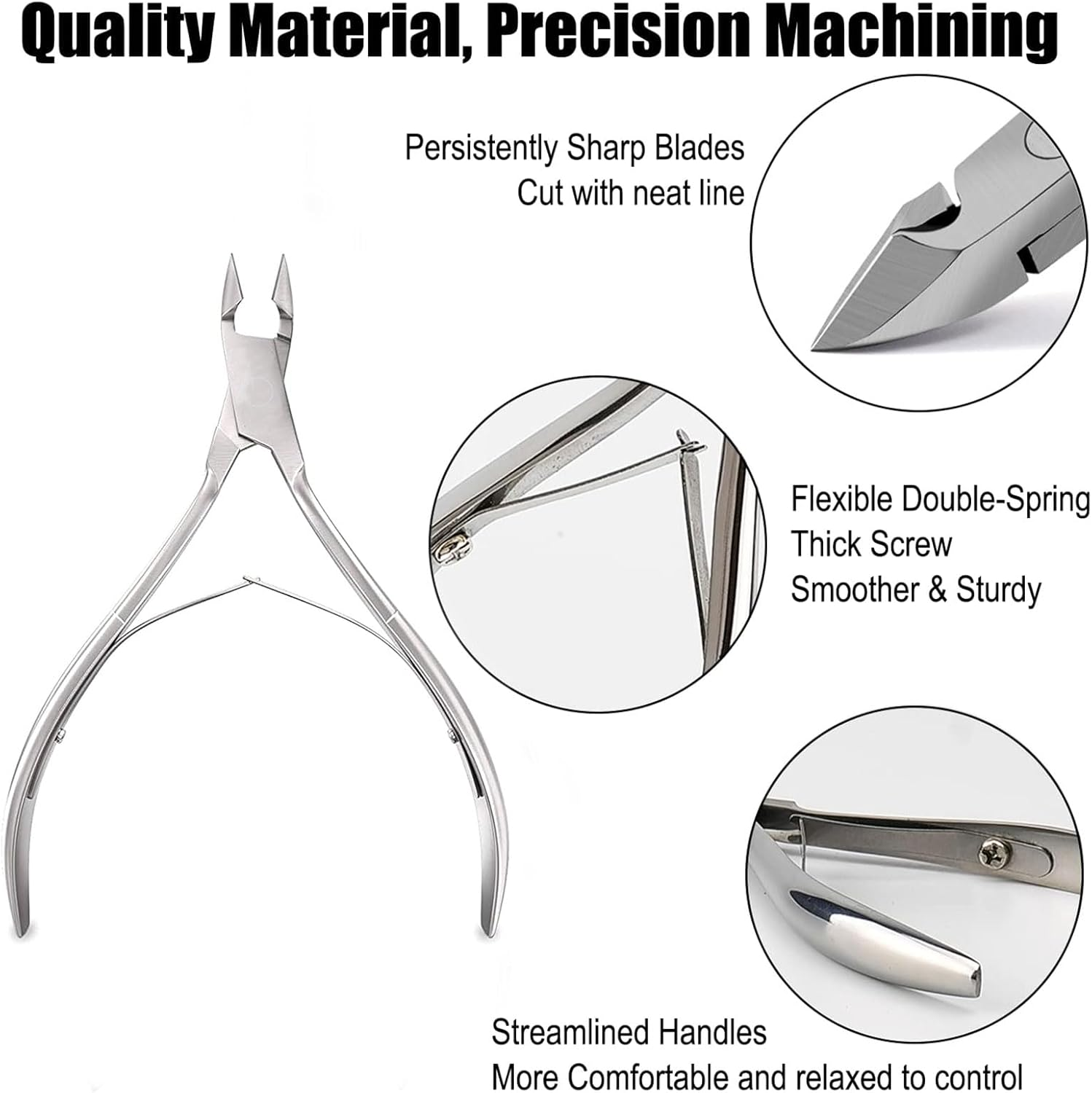 Blinkingnails Nail Cuticle Trimmer with Cuticle Pusher, Cuticle Cutter Nipper Professional Pedicure Manicuer Remover Tool Set,Nail Scraper Nails Clipper, Cuticle Remover Tool 3Pcs image number 2