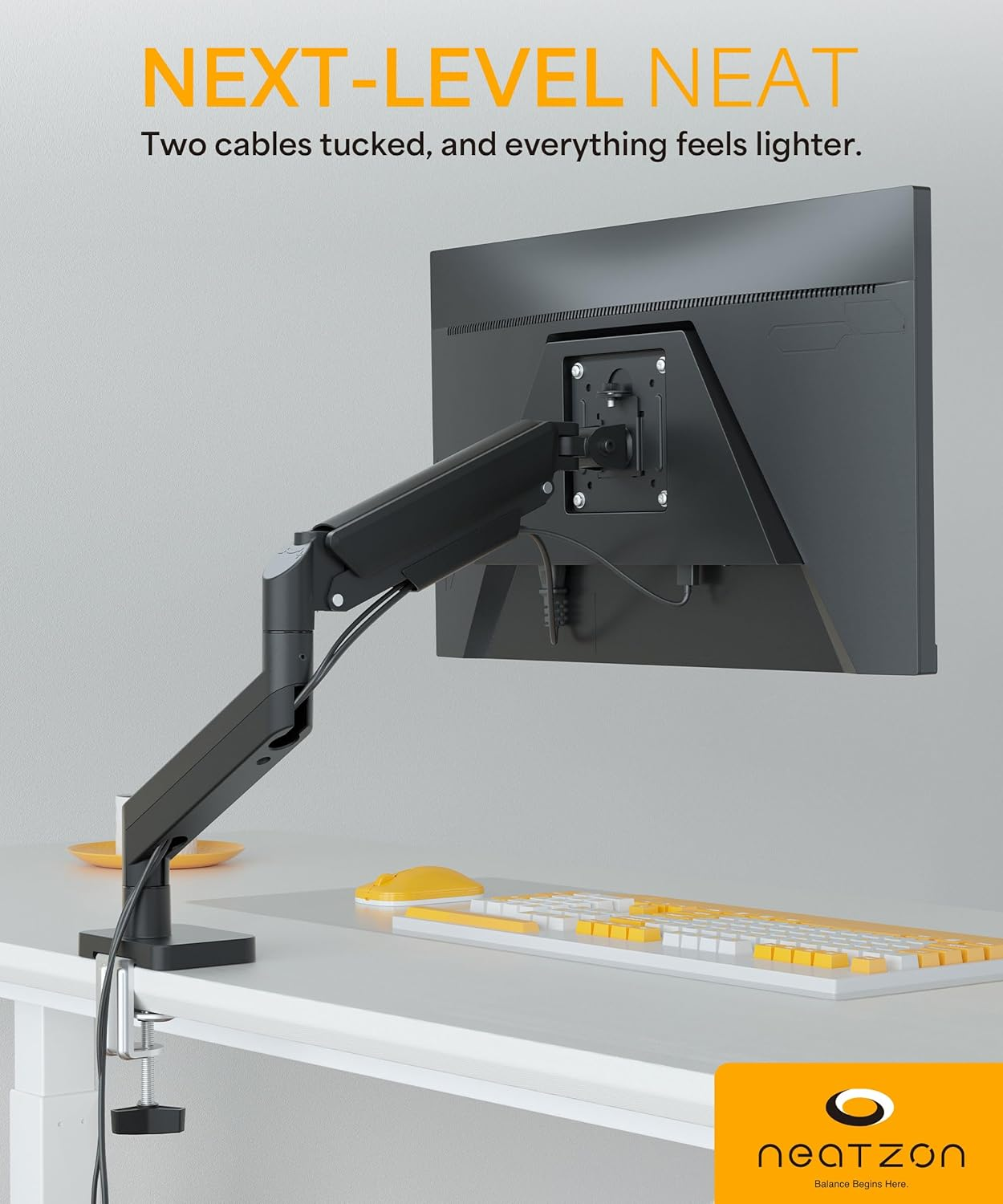 Neatzon Single 32" Monitor Arm Desk Mount for 10 Kgs Screens, Height Adjustable, VESA Compatible, Cable Management, NZ-ARM-03 image number 5