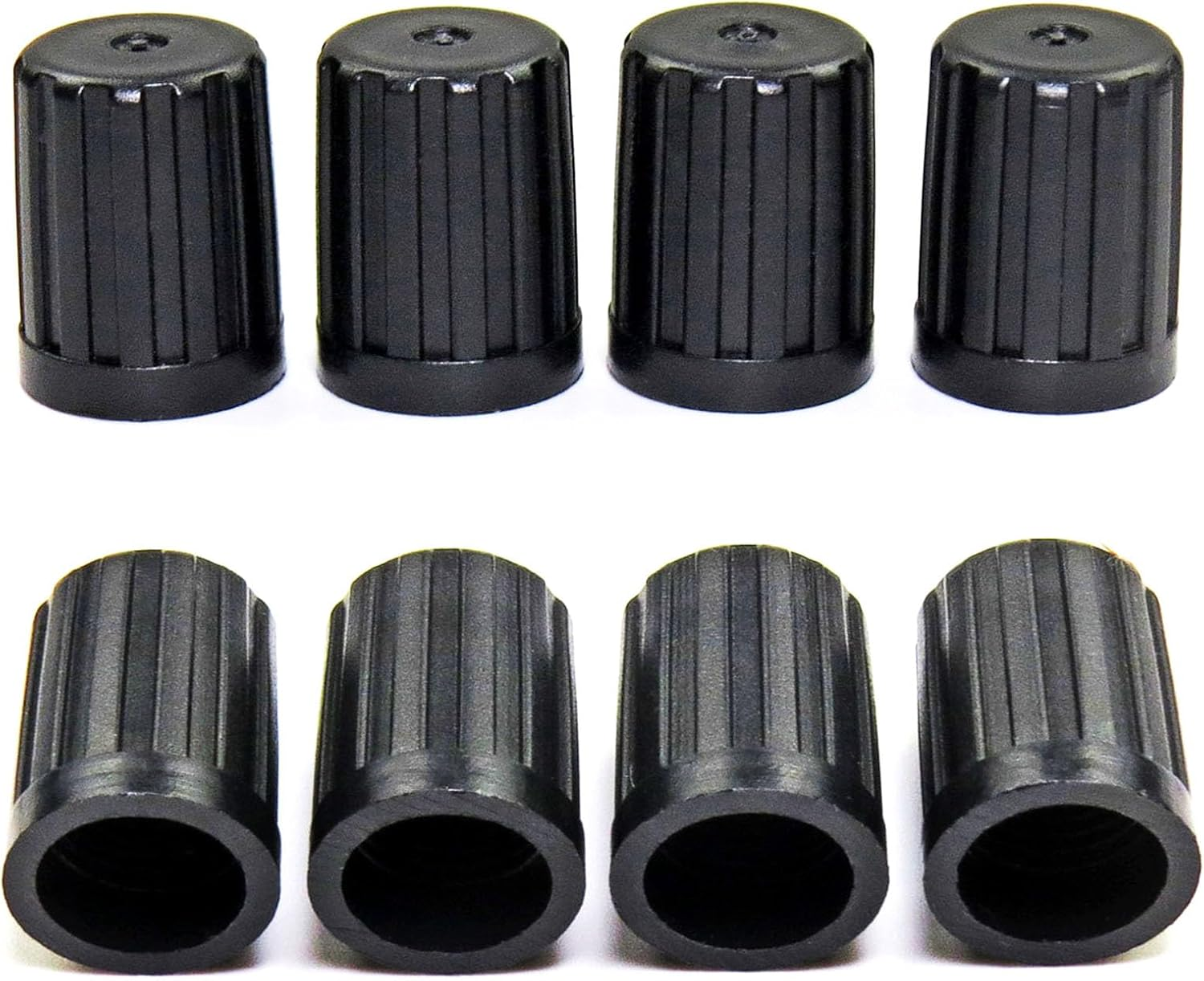 Plastic Valve Stem Covers Black Tire Valve Caps with Gasket Universal Long Air Dust Covers Fit TPMS20008 Rubber Valves (8 Pack)