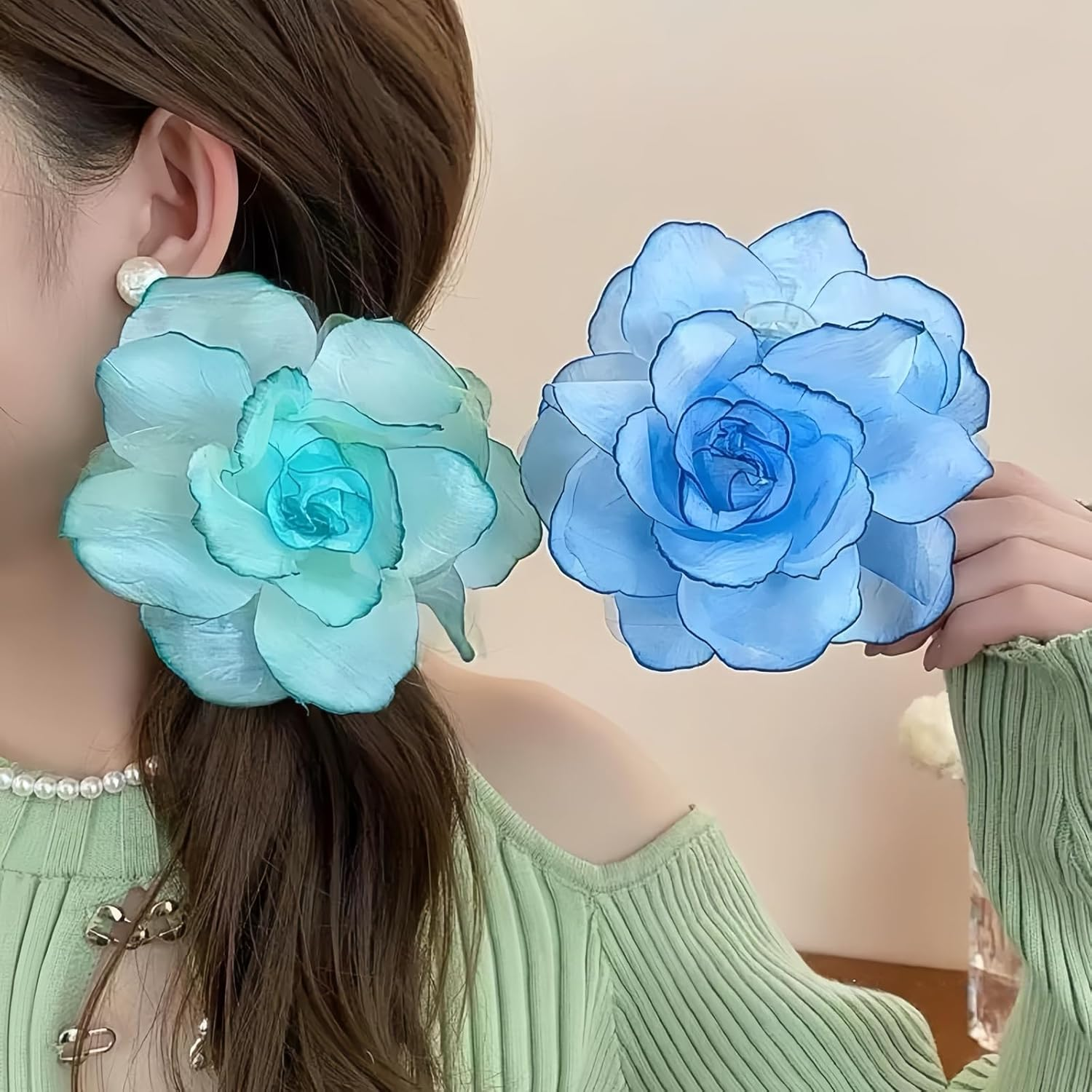 Ypkia Pack of 4 Boho Flower Hair Clips Girls Fabric Mesh Colourful Hair Clip Women'S Hair Accessories Party Wedding image number 5