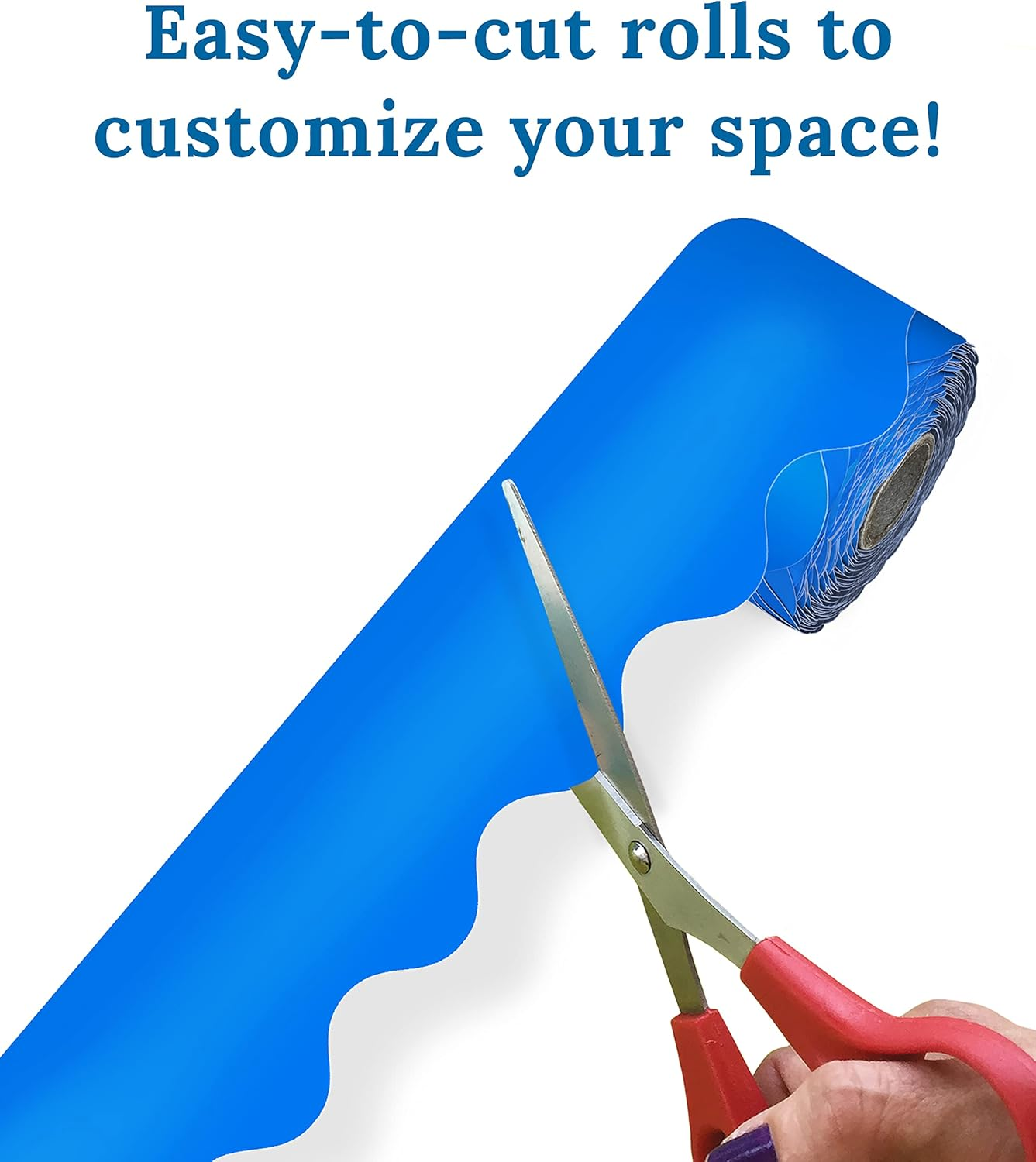 Carson Dellosa 65 Ft Scalloped Blue Bulletin Board Borders, Classroom Borders for Bulletin Board, White Board, Cork Board, Locker, and Classroom D&eacute;cor, Bulletin Board Trim - Blue image number 6