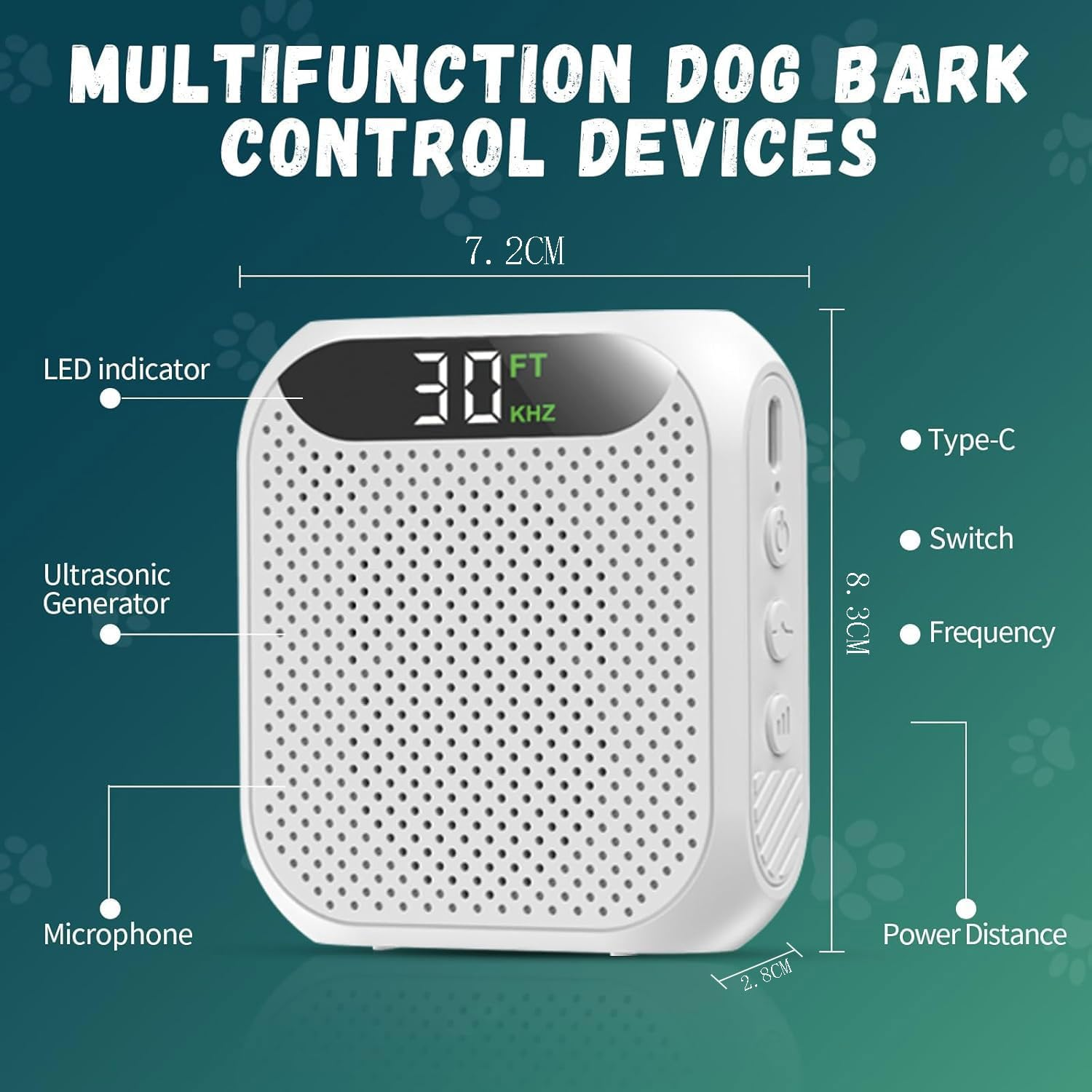 Stop Dog Barking Device, Automatic anti Barking Devices for Dogs 33 FT, Ultrasonic Rechargeable Waterproof Dog Barking Control Deterrent Stopper Dog Training Tool Indoor/Outdoor Safe for Most Dogs image number 2