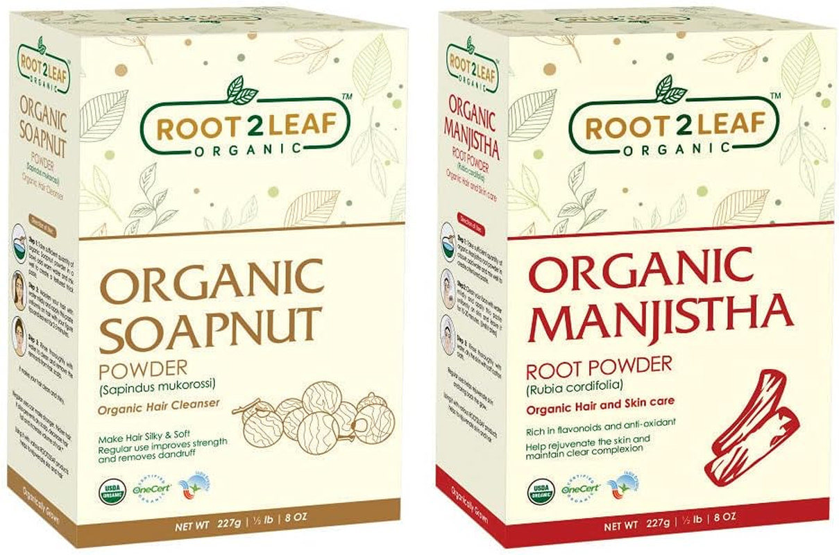 Root2Leaf Organic Pack of 2 Soapnut & Manjistha Root Powder Hair Care for Natural Hair Color and Repairs Damage Hair for Men and Women (227 Gms) image number 4