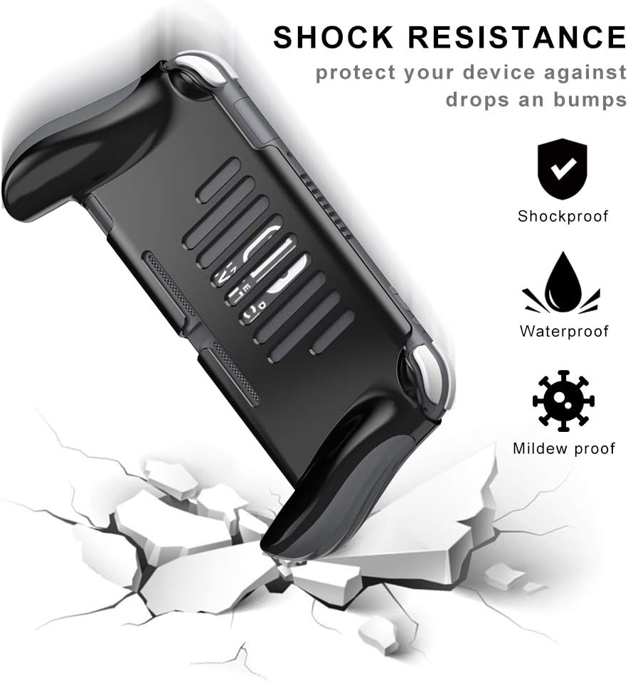 Grip Case for Nintendo Switch Lite,Hand Grips Handles Ergonomic Protective Case，Accessories Compatible with Nintendo Switch Lite (Black) - Yellow image number 3