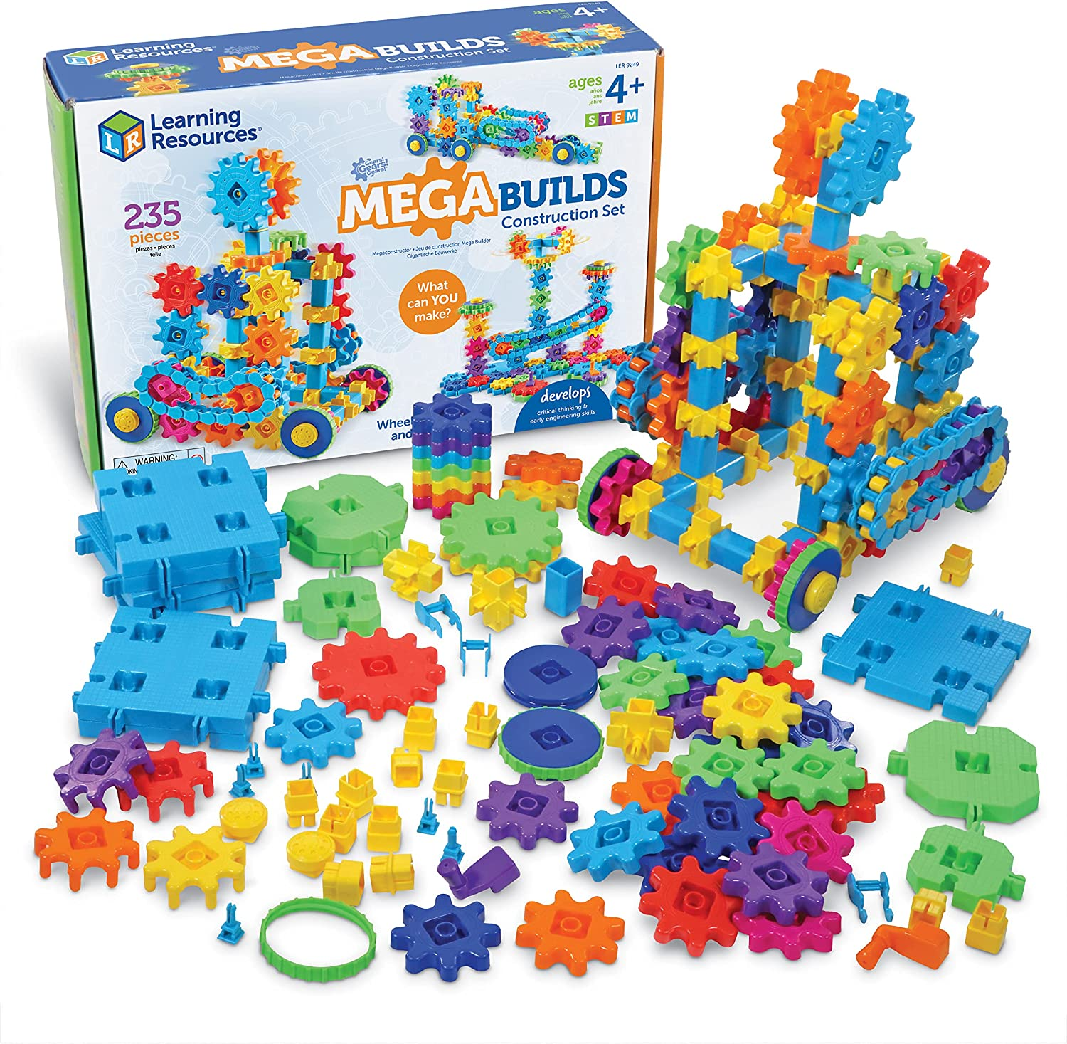 Learning Resources Gears! Gears! Gears! Mega Builds, STEM Building Set, Gears Toys for Kids, 235 Piece, Ages 4+, STEM Toys image number 3