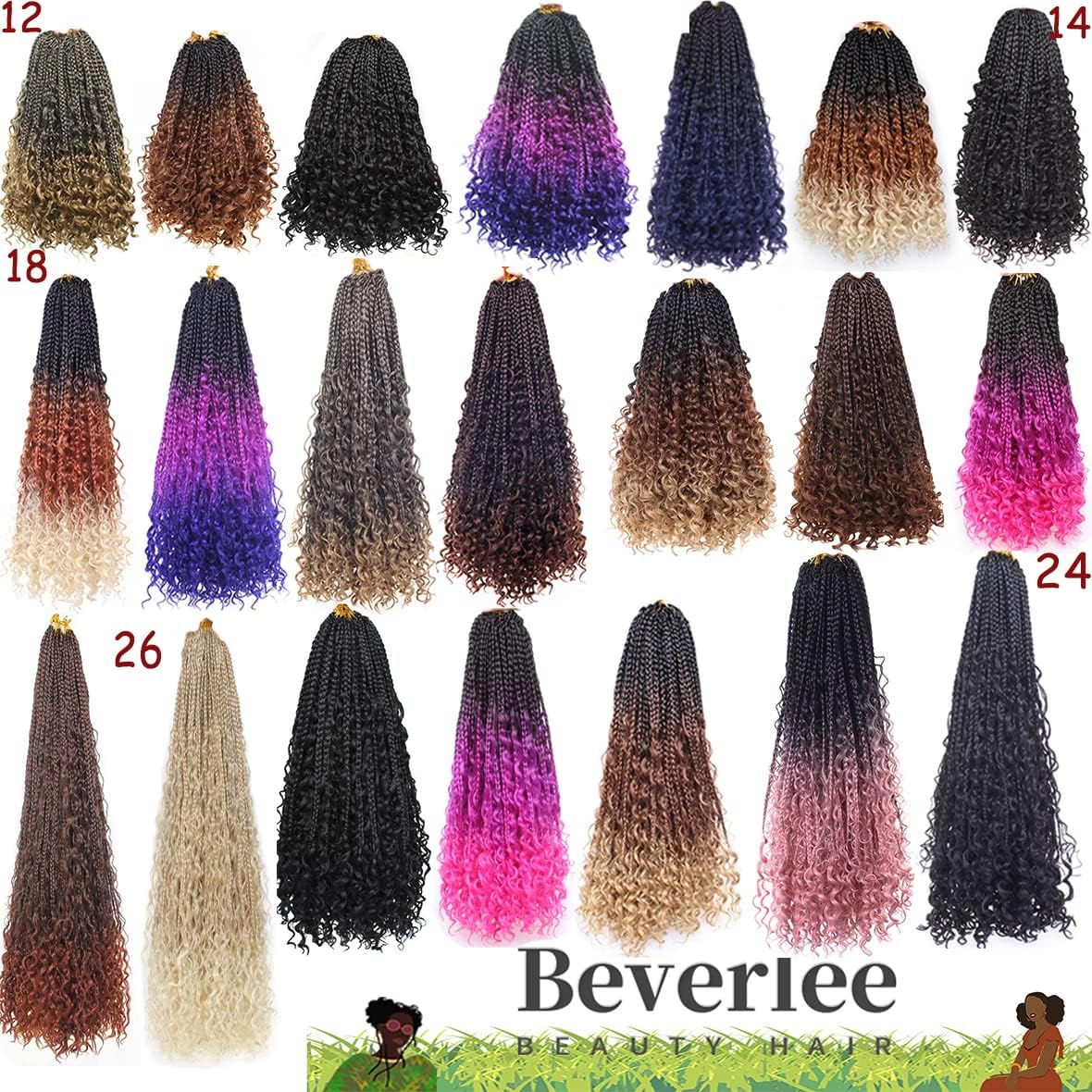 Beverlee Goddess Box Braids Crochet Hair 14 Inch Boho Box Braids 8 Packs Crochet Hair Bohemian Box Braids Crochet Braids Box Braids Curly Ends Messy Pre-Looped Synthetic Curly Crochet Hair for Women image number 2