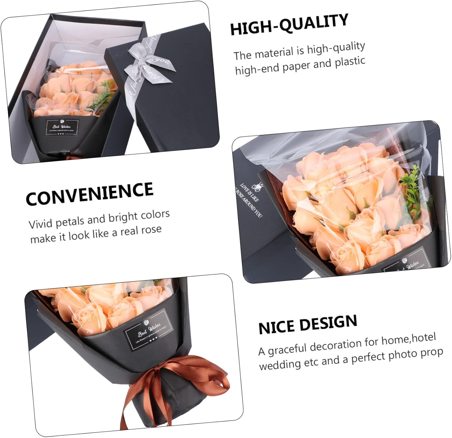 Beavorty Vivid Petal Soap Bouquet Rose Petals in Soap Box for Women'S Day Mother'S Day - Red image number 4