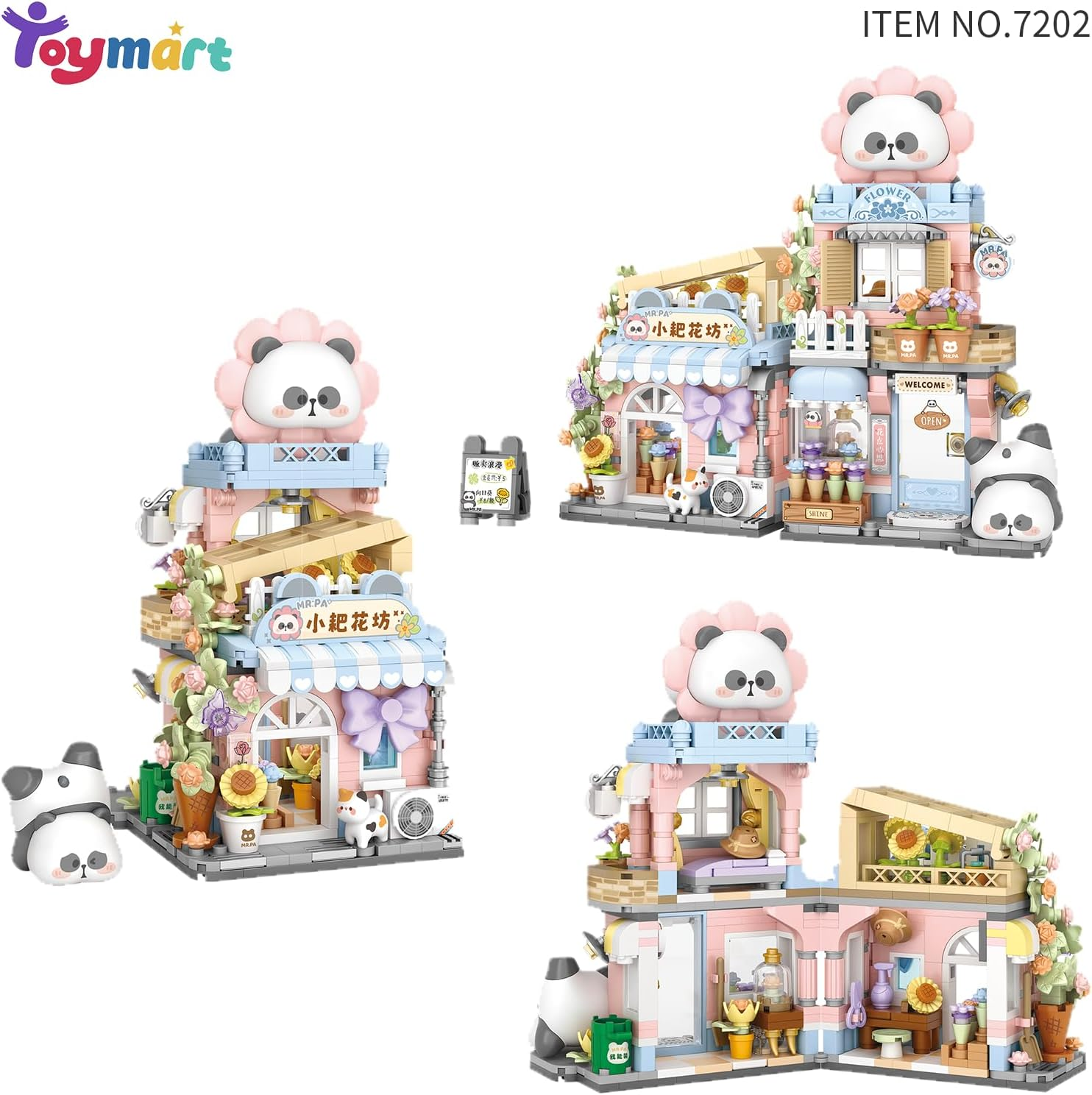 Toymart Panda Floral Garden Building Set &ndash; 810PCS Mini Flower Shop Blocks with Panda Figurine, Japanese Style Building Kit for Teens & Adults, Collectible Micro Bricks for Gift & Display image number 5