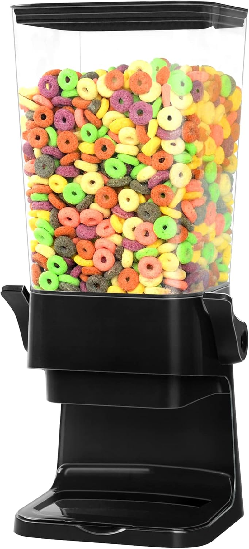 Cereal Dispenser Countertop Dual Dry Food Large Containers Storage Organizer Dispensador De Cereales Candy Machine Rice for Snack,Nuts, Granola(Black,1Pc) A02